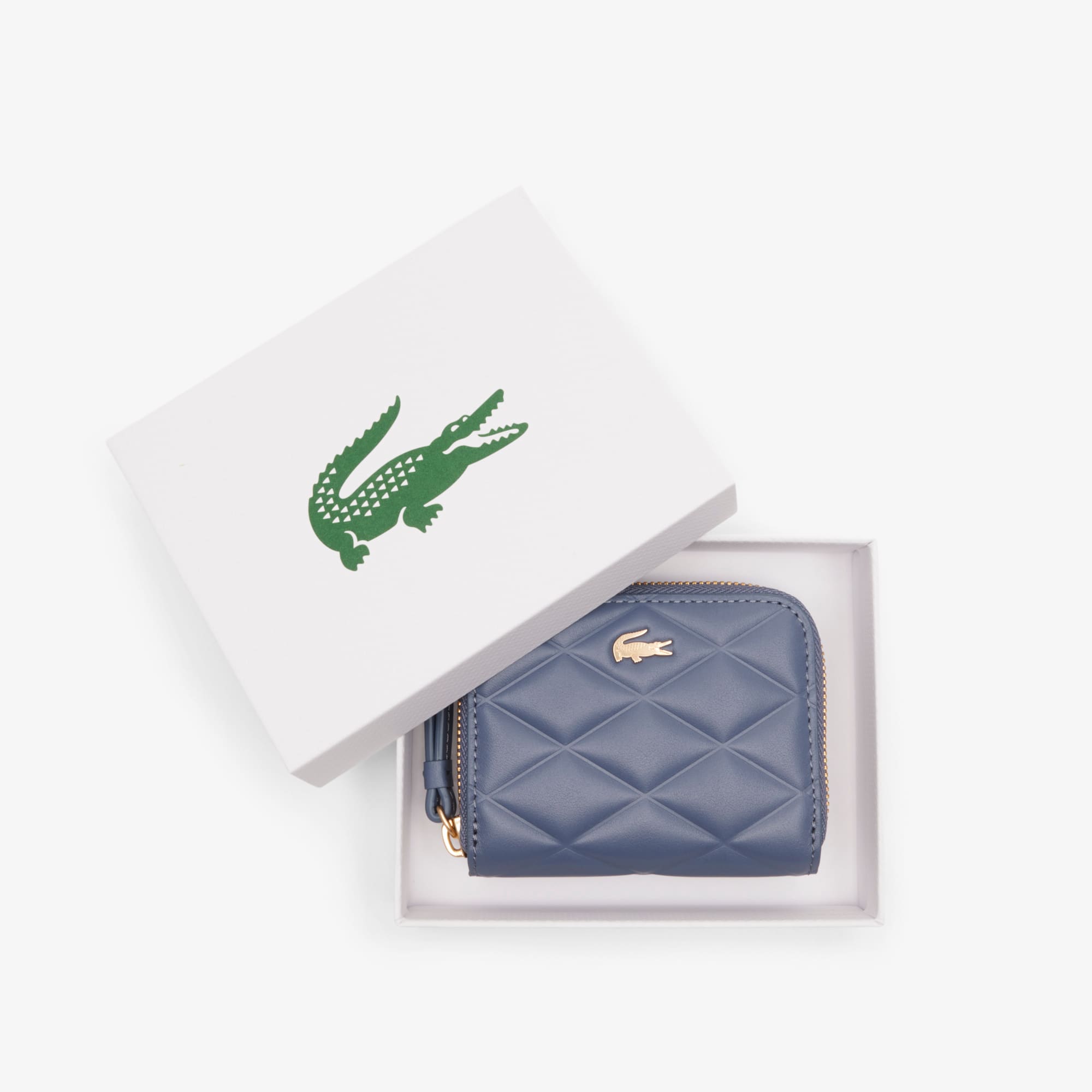 Small Crocodelle Leather Coin Purse - FOLKSTONE GRAY