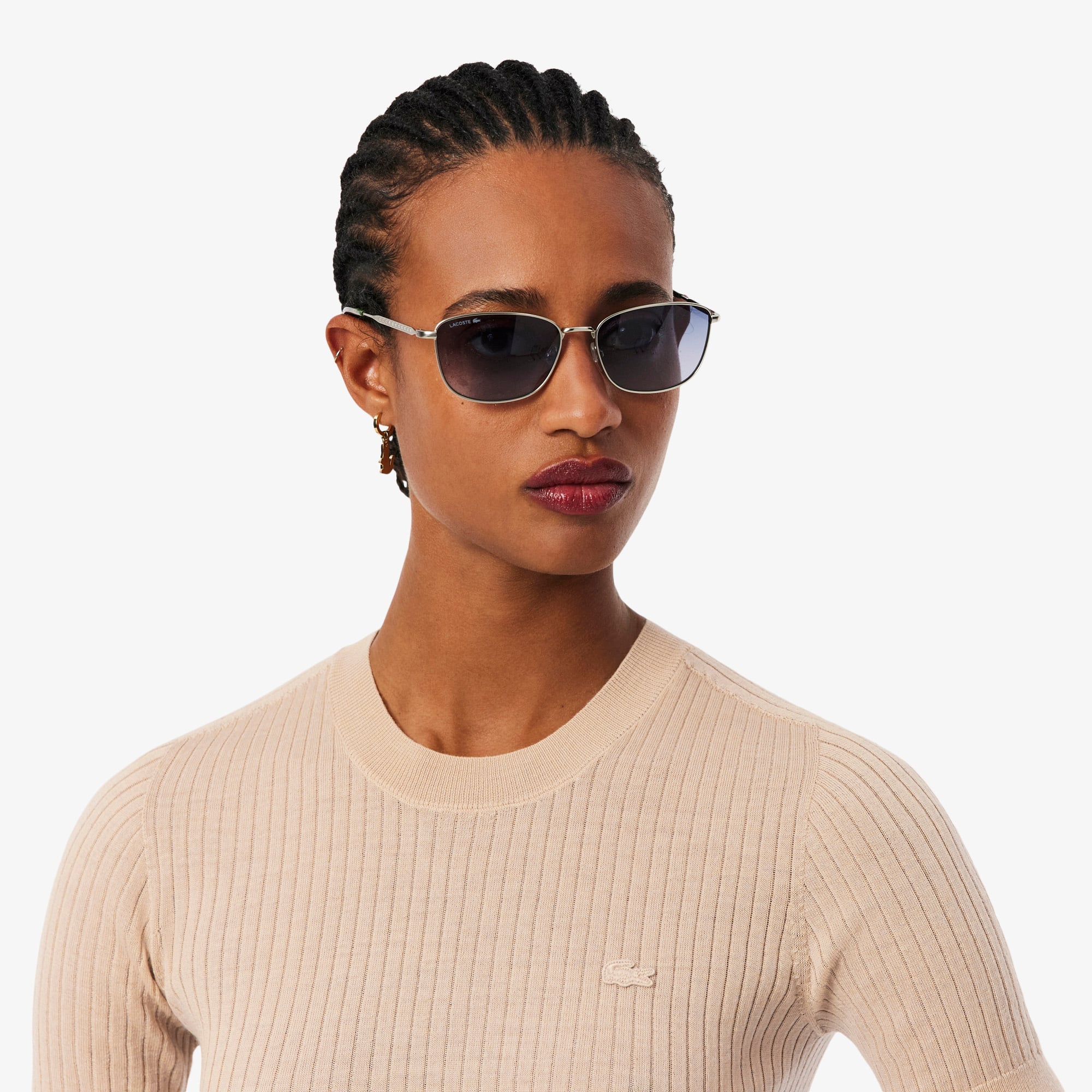 Women's Short Sleeve Merino Wool Rib Knit Sweater - Beige