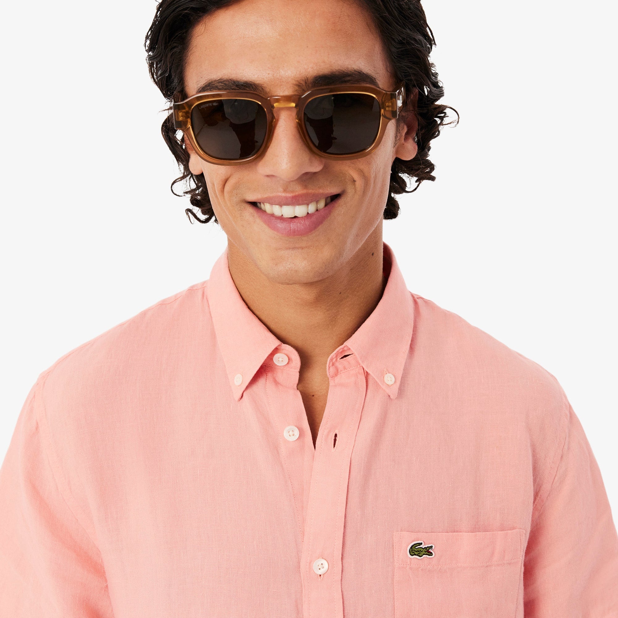 Men's Short Sleeve Linen Shirt - Rose