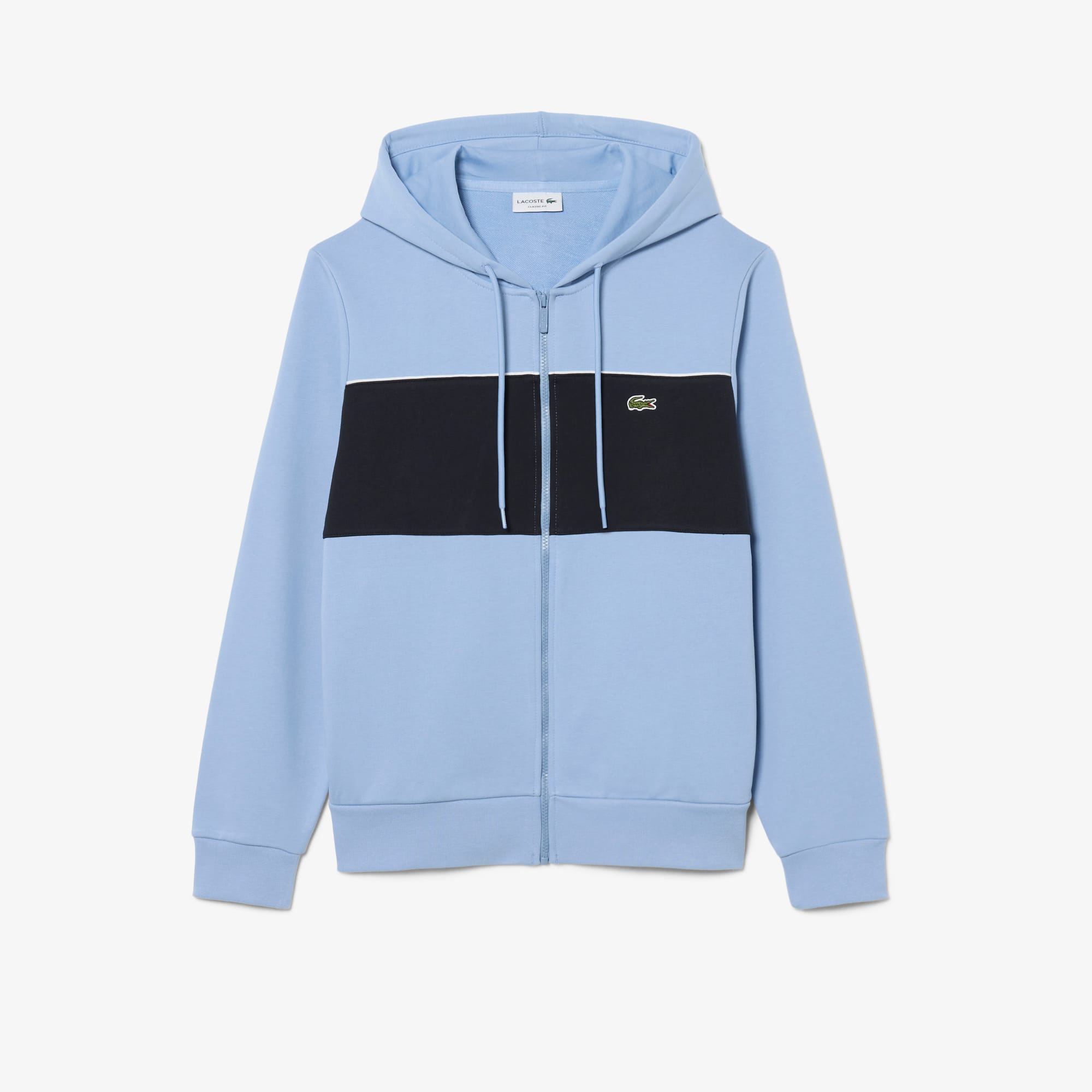 Colorblock Zipped Hoodie - Bleu Clair / Noir