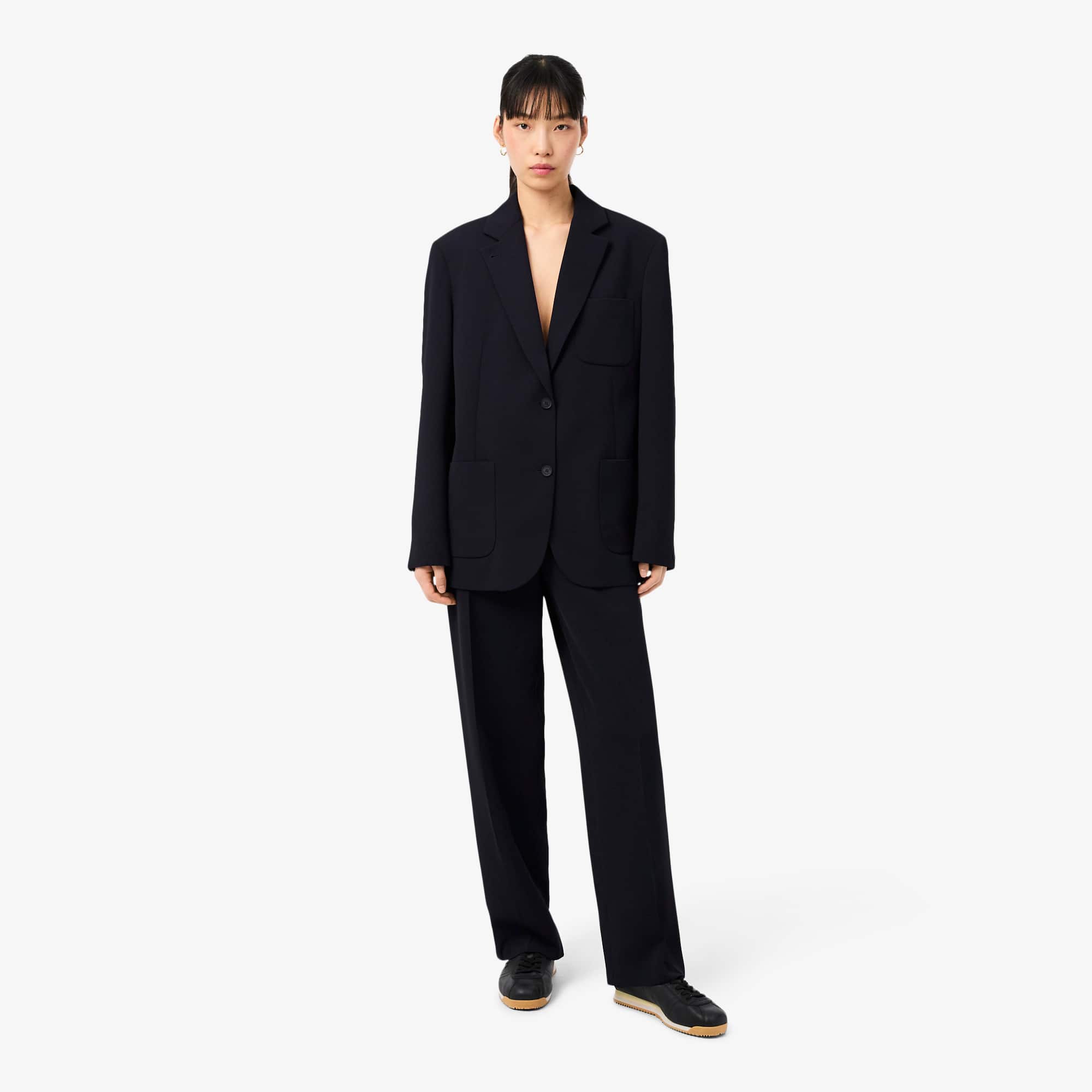 Oversized Fluid Piqué Suit Pants - Abysm blue
