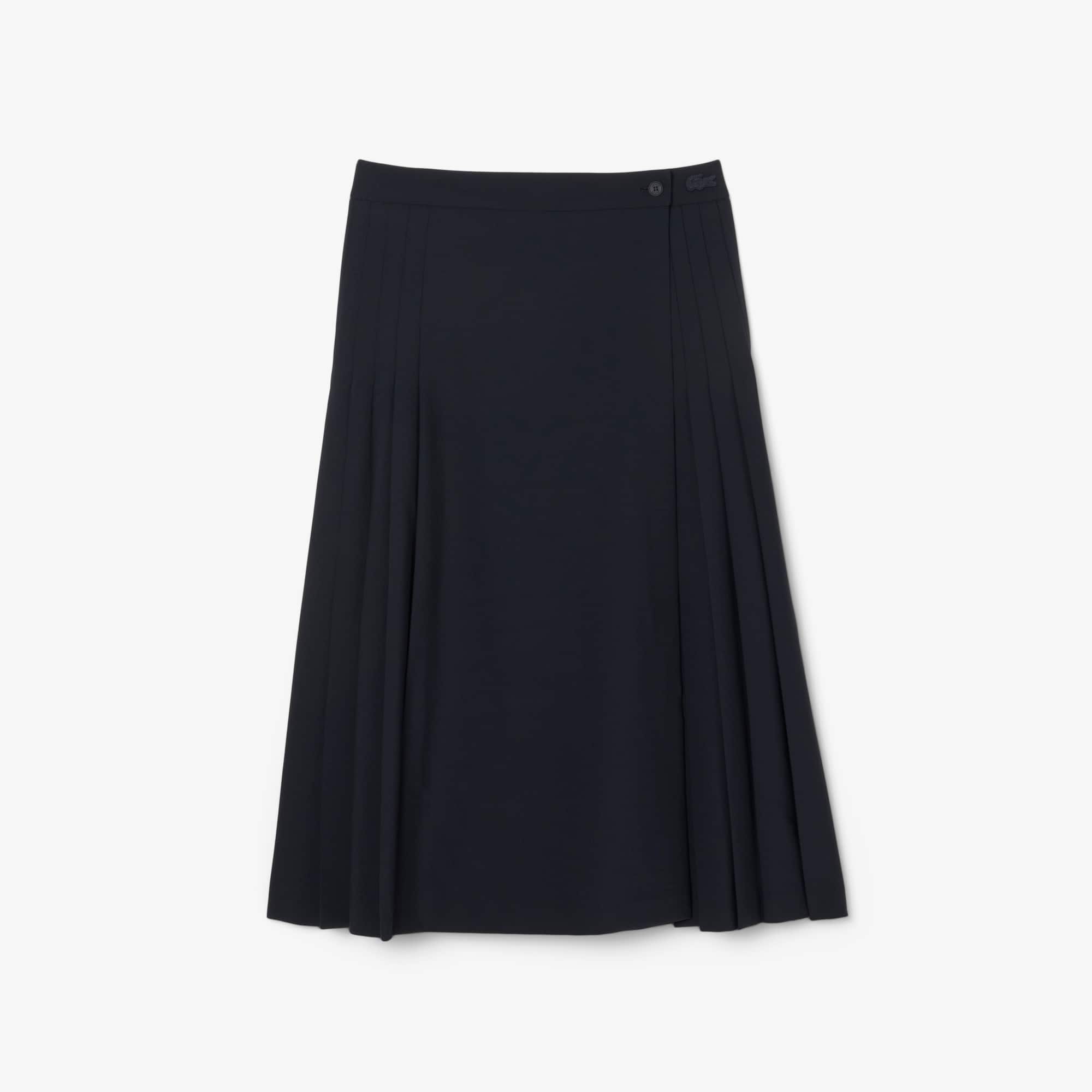 Women's Pleated Wool Midi Wrap Skirt - Abysm blue