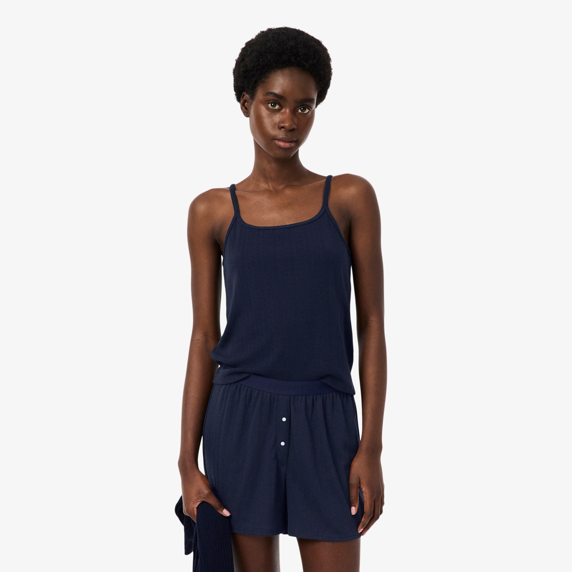 Pointelle Pajama Set - Navy Blue
