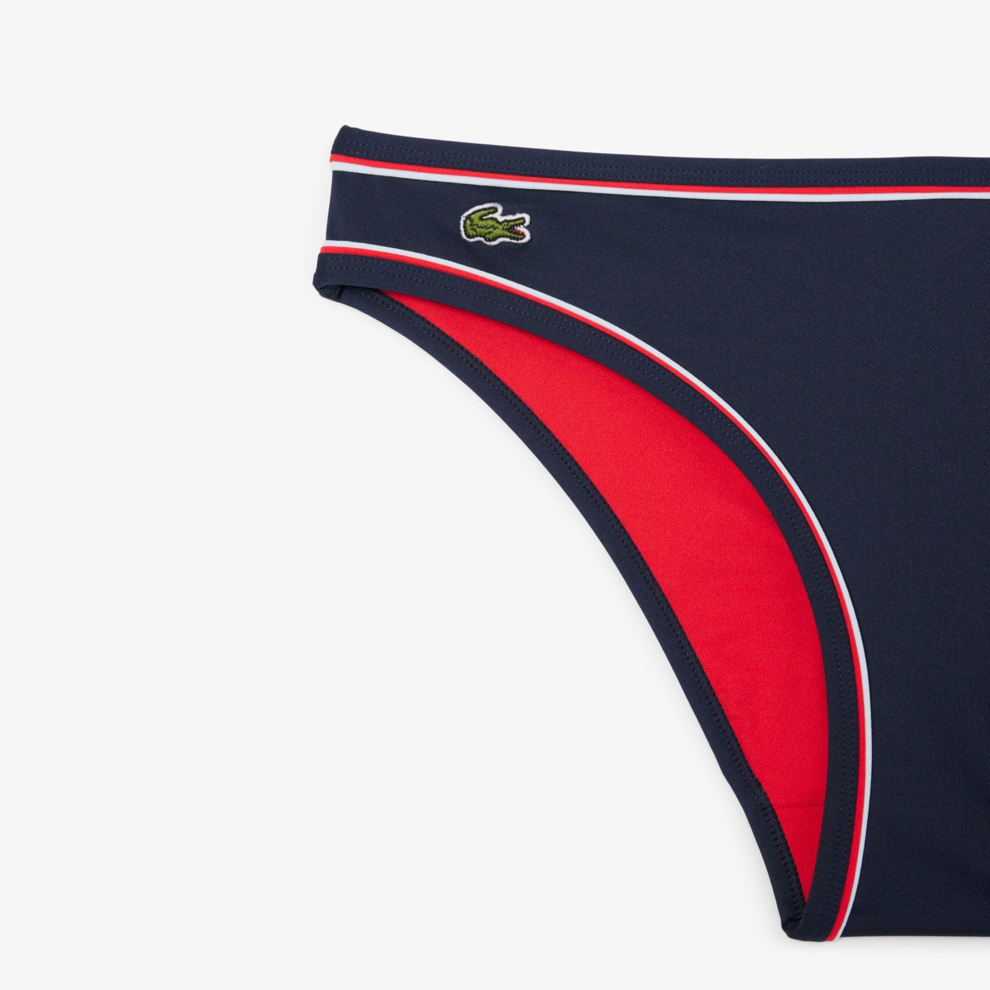 Women's Contrast Trim Swim Bottoms - Navy Blue / Light Blue / Red