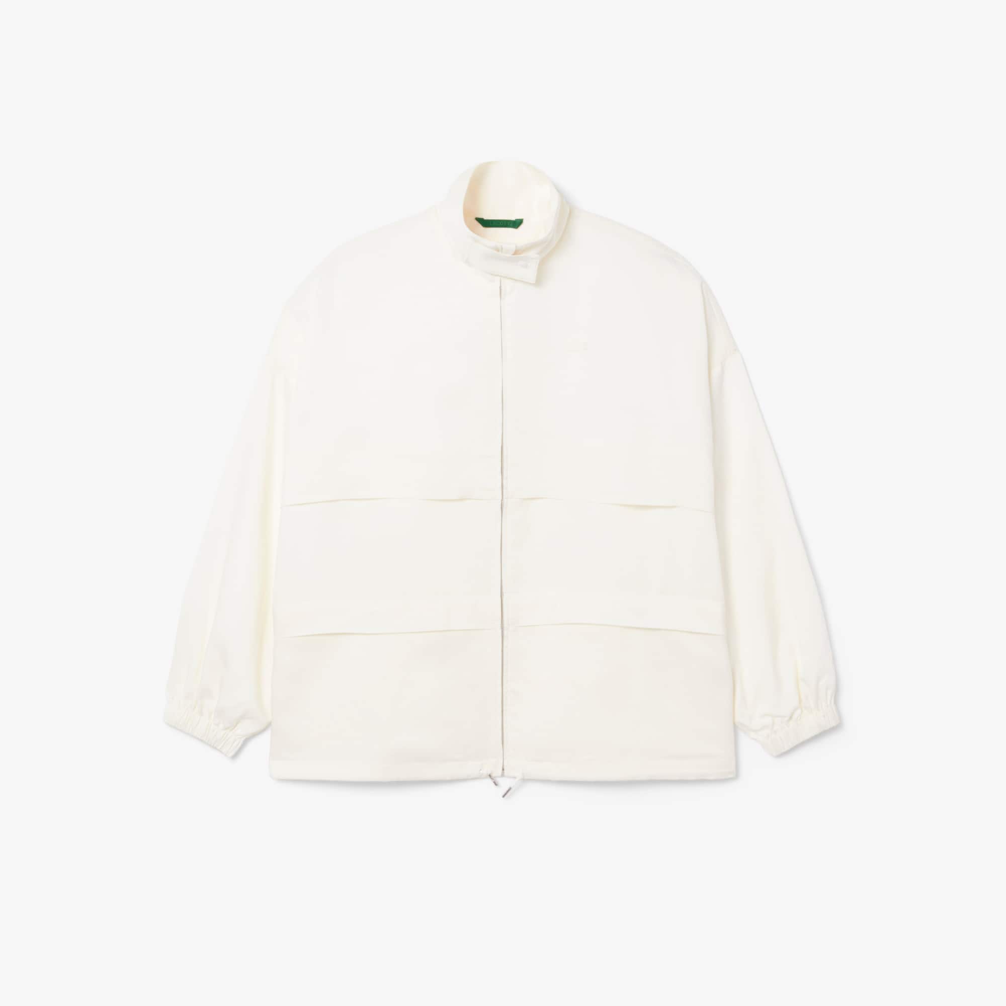 Oversized Linen Blend Track Jacket - White