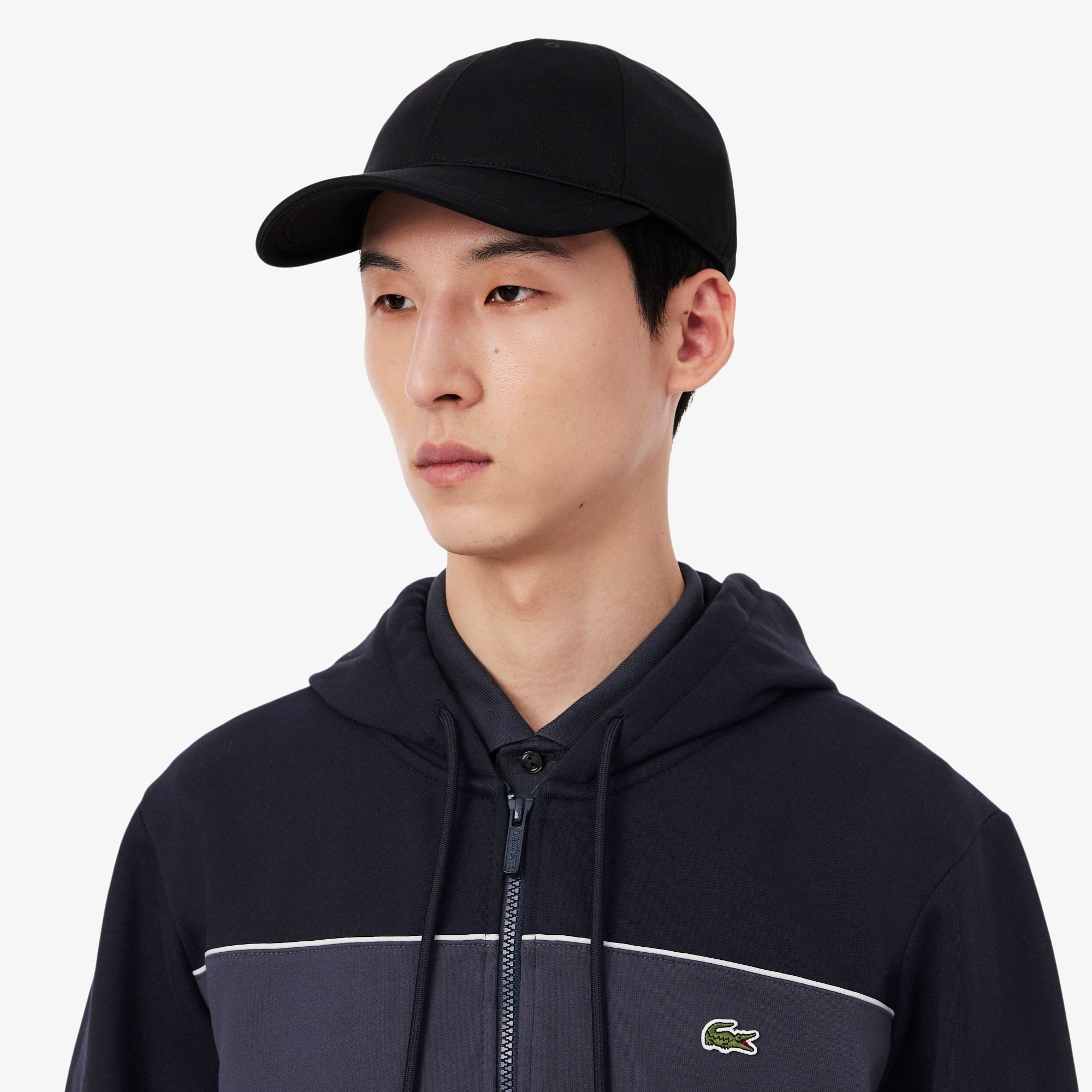 Colorblock Zipped Hoodie - Noir / Gris Fonce