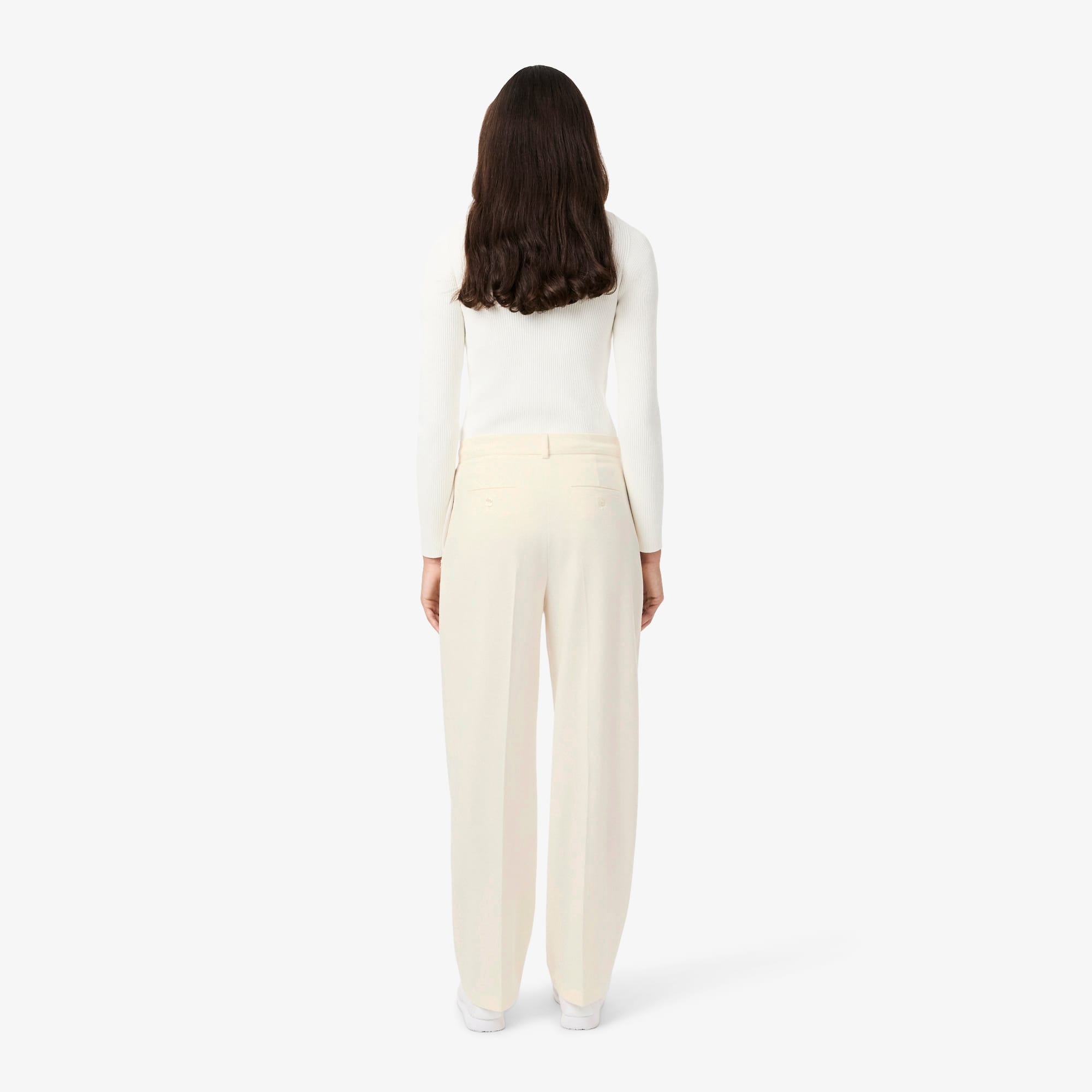 Women's Oversized Pleated Flannel Pants - Cream