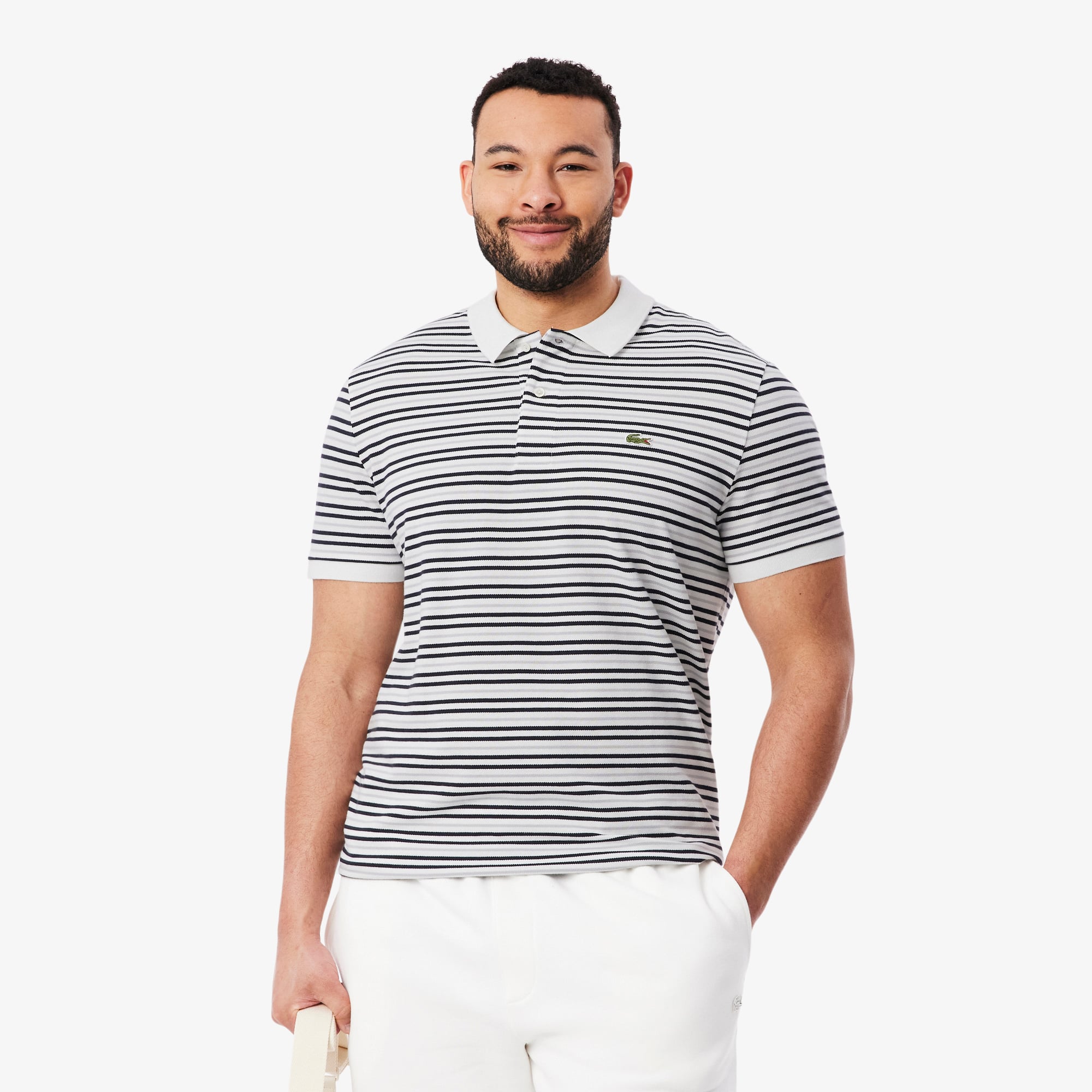 Classic Fit Striped Petit Piqué Polo - Noir / Blanc