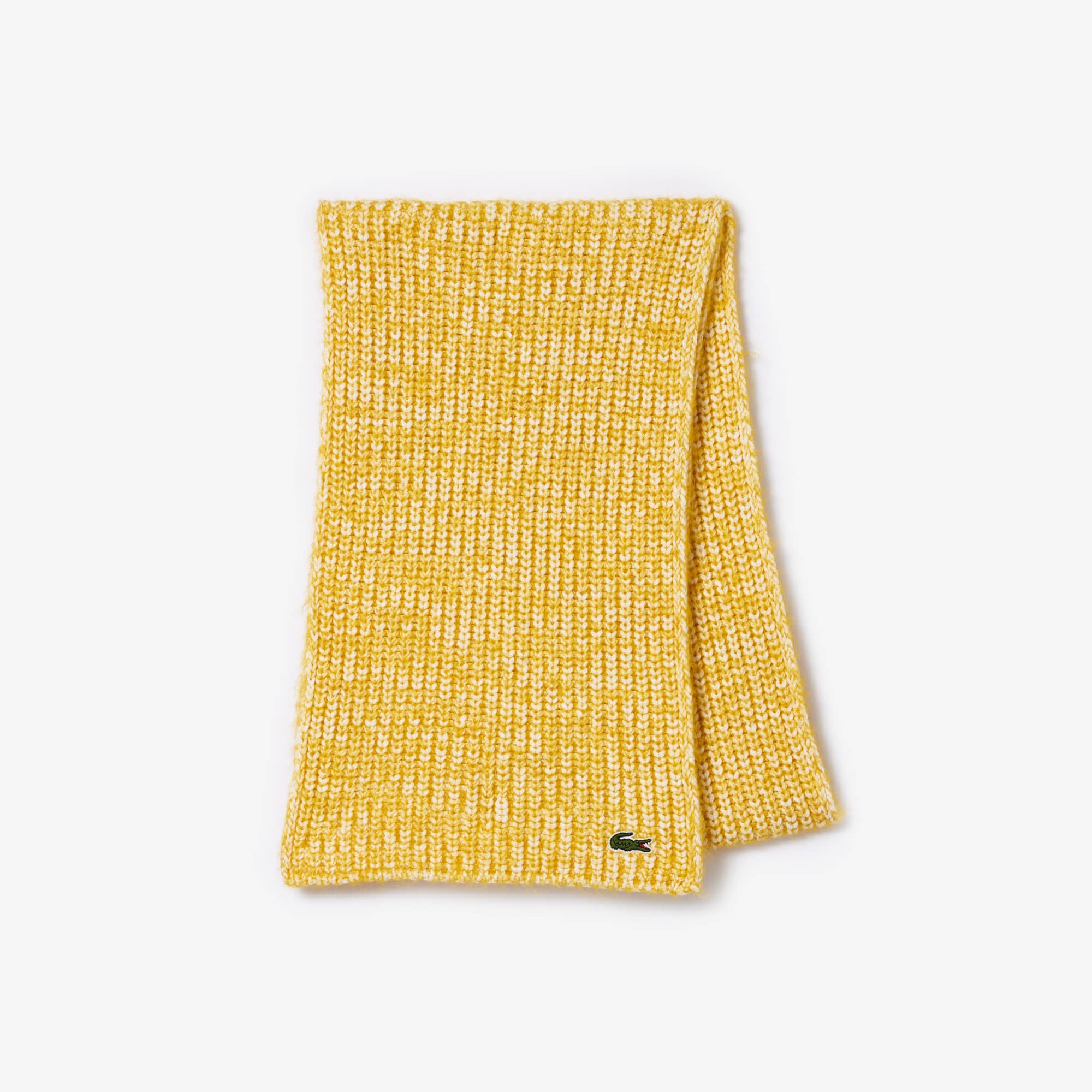 Unisex Cotton and Mercerized Alpaca Scarf - White / Yellow