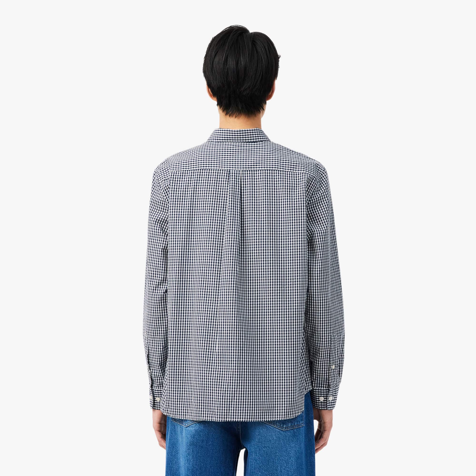 Regular Fit Plaid Poplin Shirt - White / Navy Blue