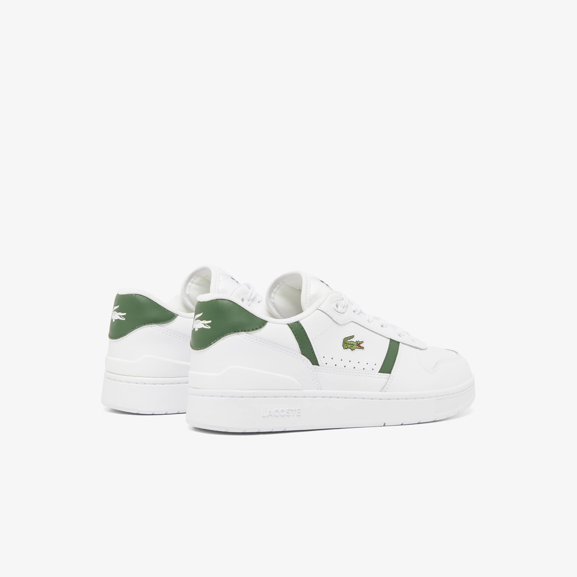 Men's T-Clip Set Leather Sneakers - WHITE/DARK GREEN
