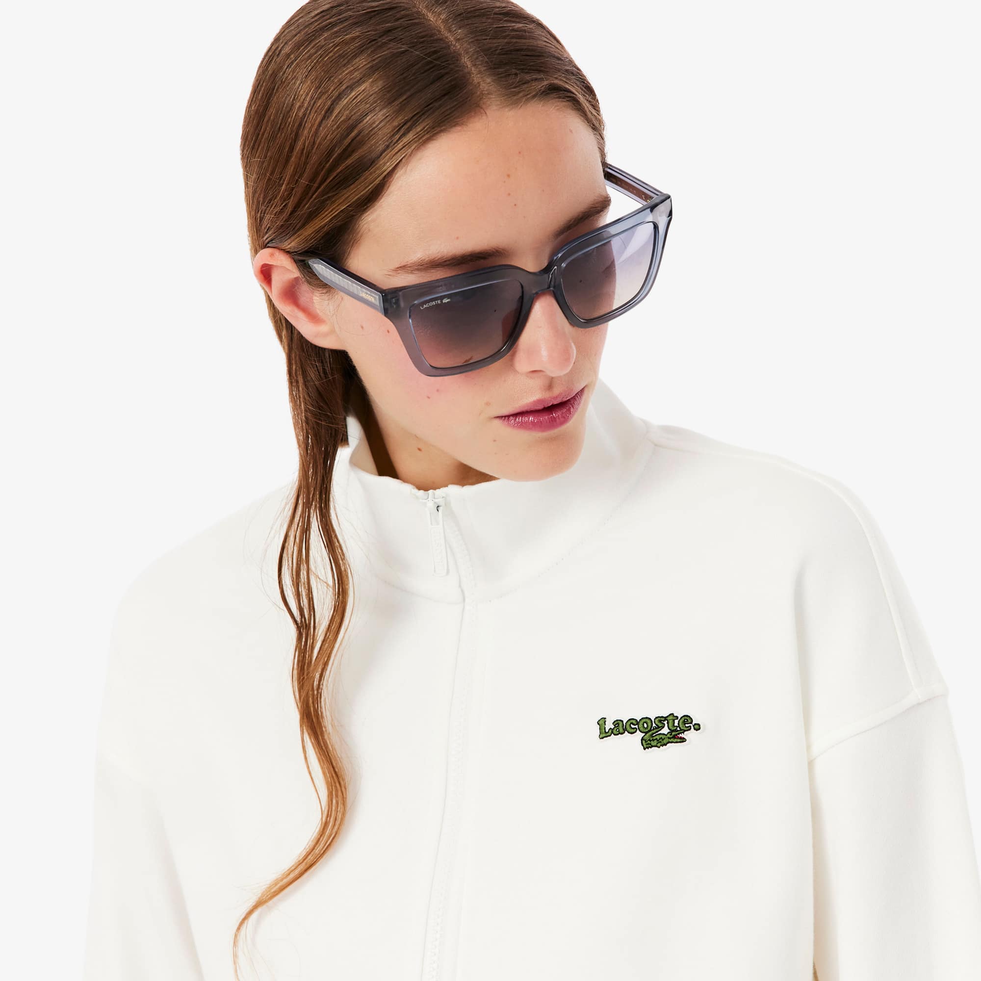 Relaxed Fit Zipped Badge Sweatshirt - White
