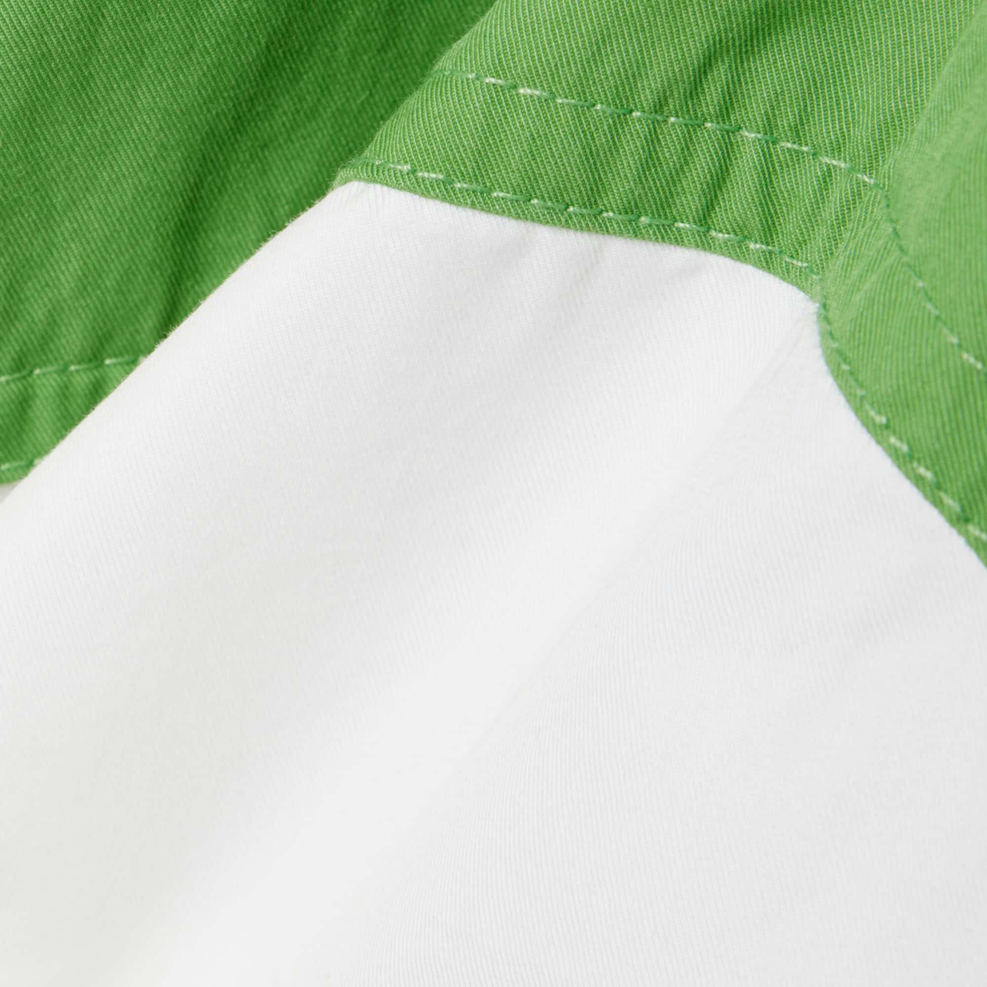 Relaxed Fit Zipped Cotton Twill Jacket - Blanc / Vert