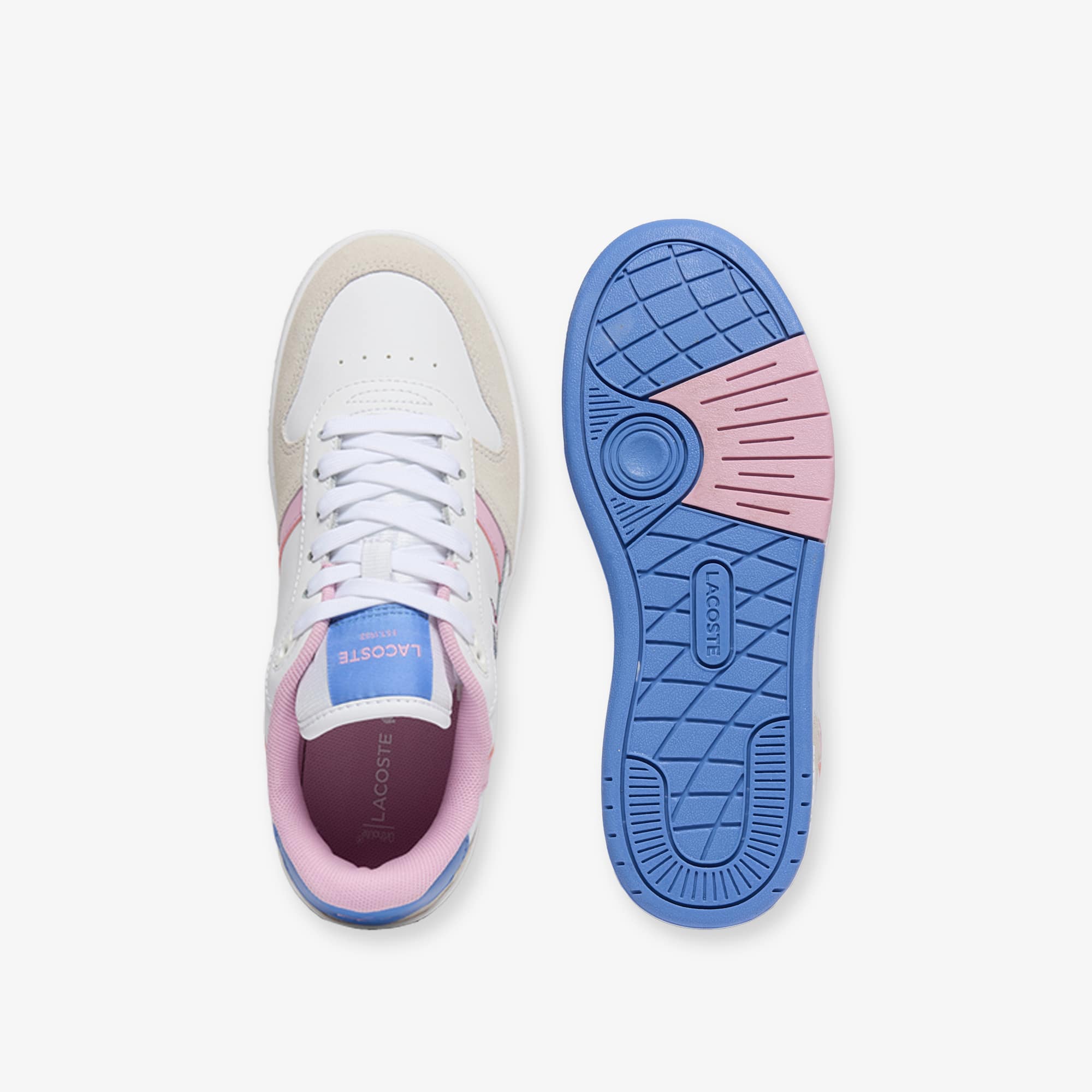 Women's T-Clip Set Leather Sneakers - WHT/PNK/BLU