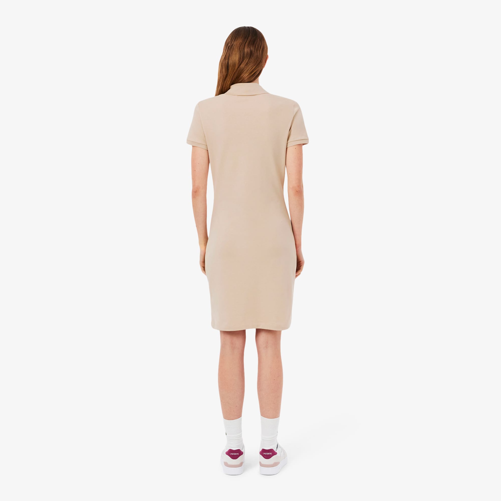 Women's Slim Fit Stretch Mini Piqué Polo Dress - Beige