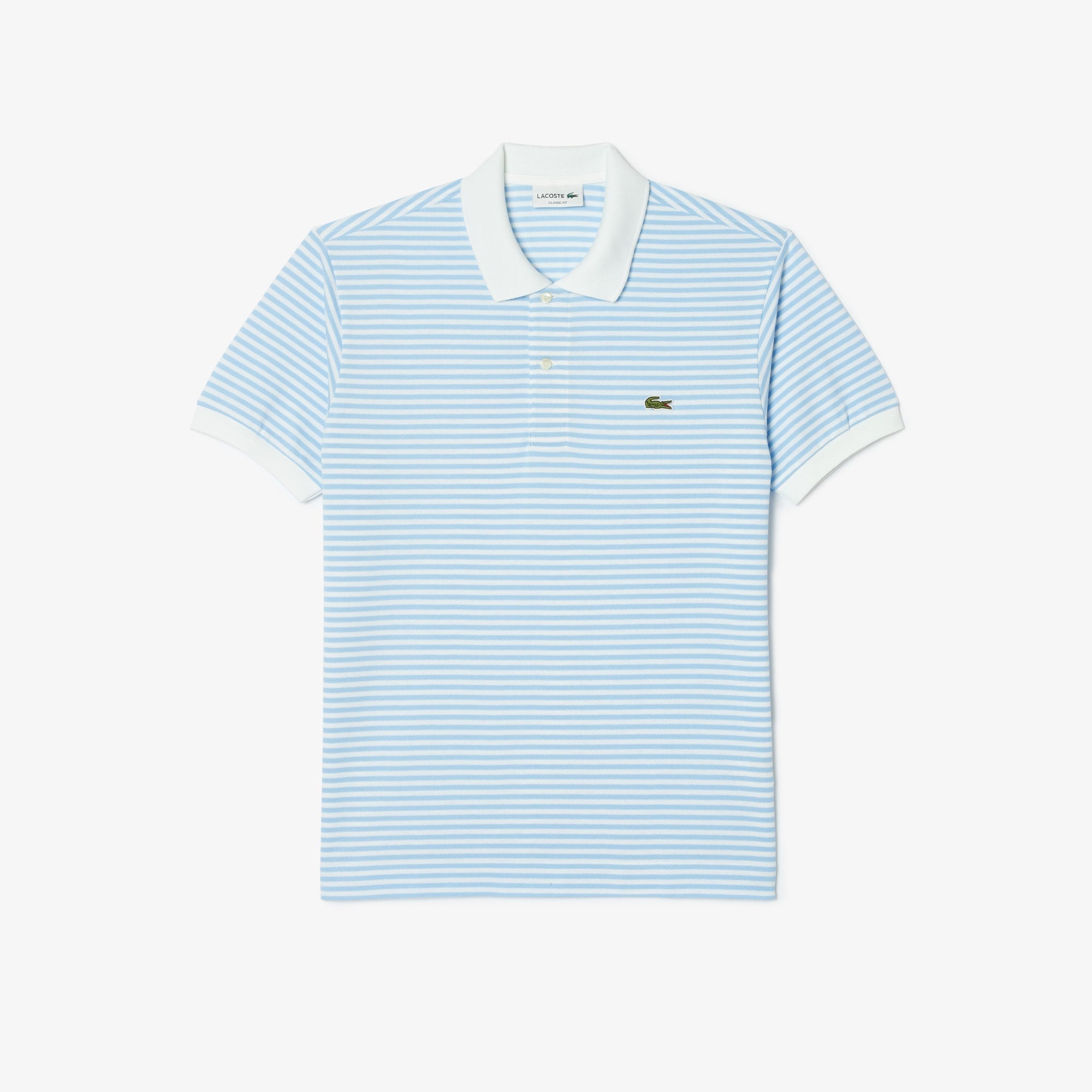 Men's Classic Fit Striped Petit Piqué Polo - White / Blue