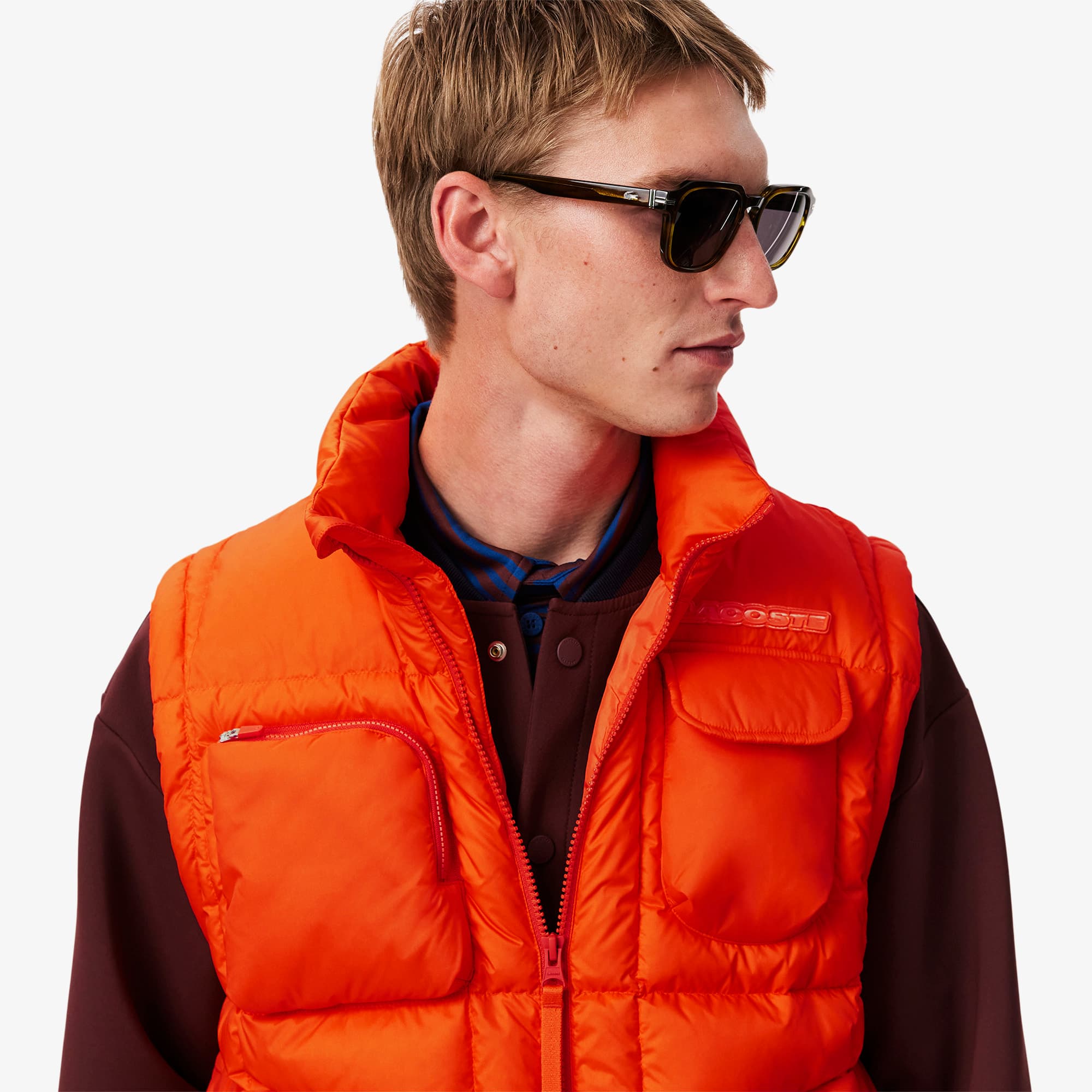 Men's Water-Repellent Puffer Vest - Orange