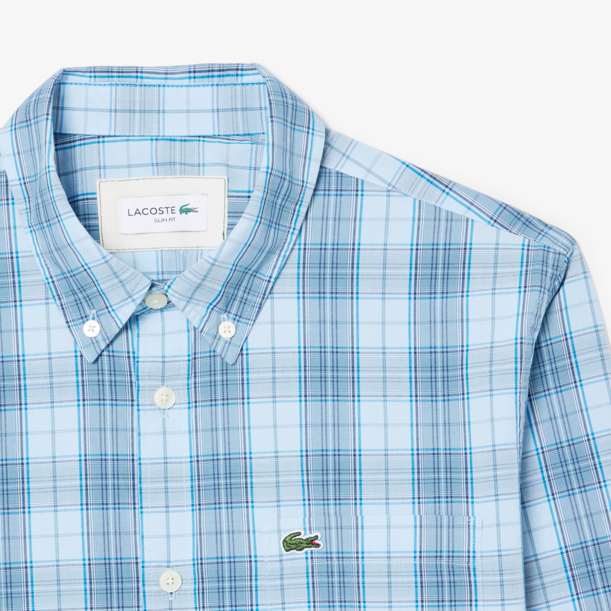 Men's Slim Fit Stretch Plaid Shirt - Light Blue / Blue / Navy Blue
