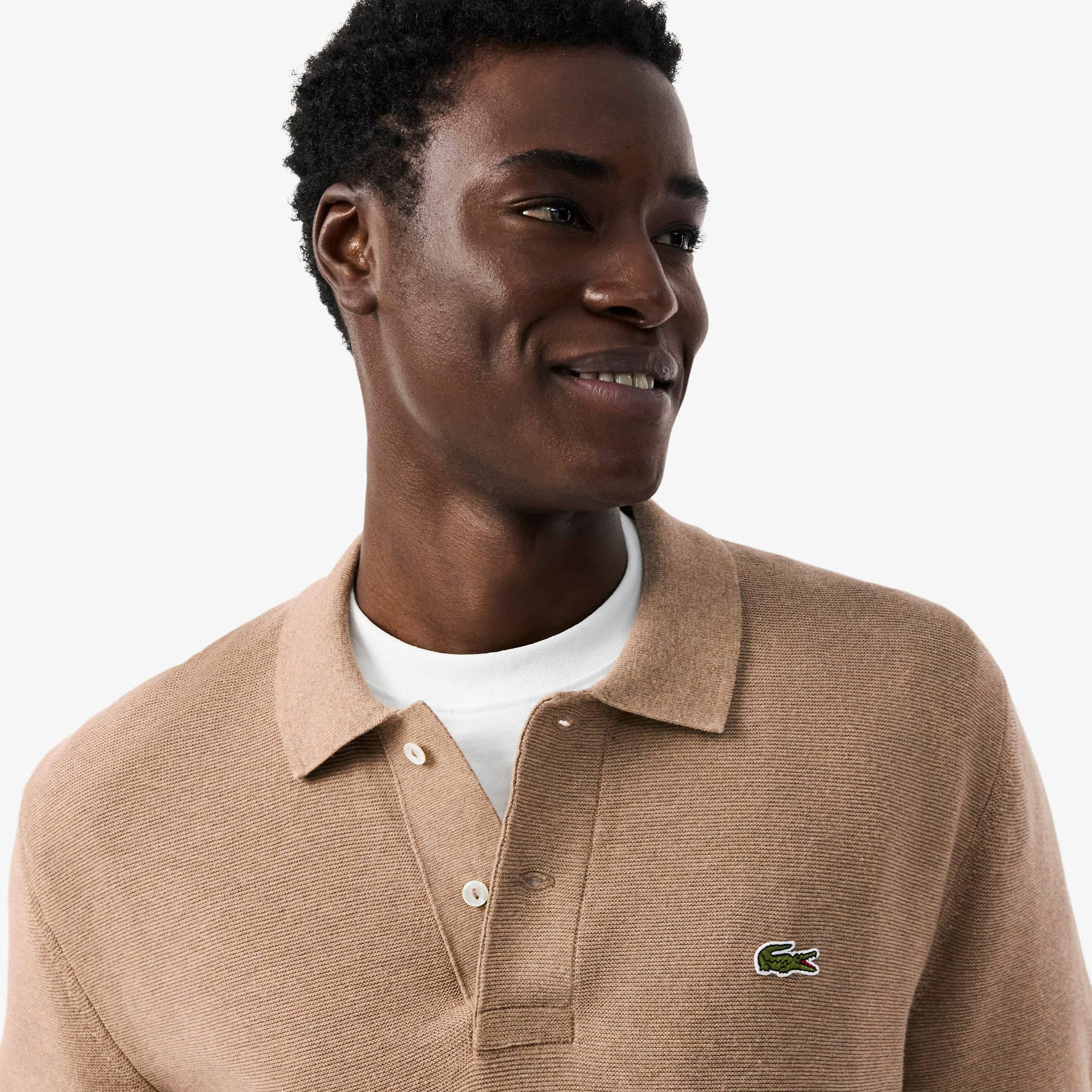 Classic Fit Knitted Polo - Beige