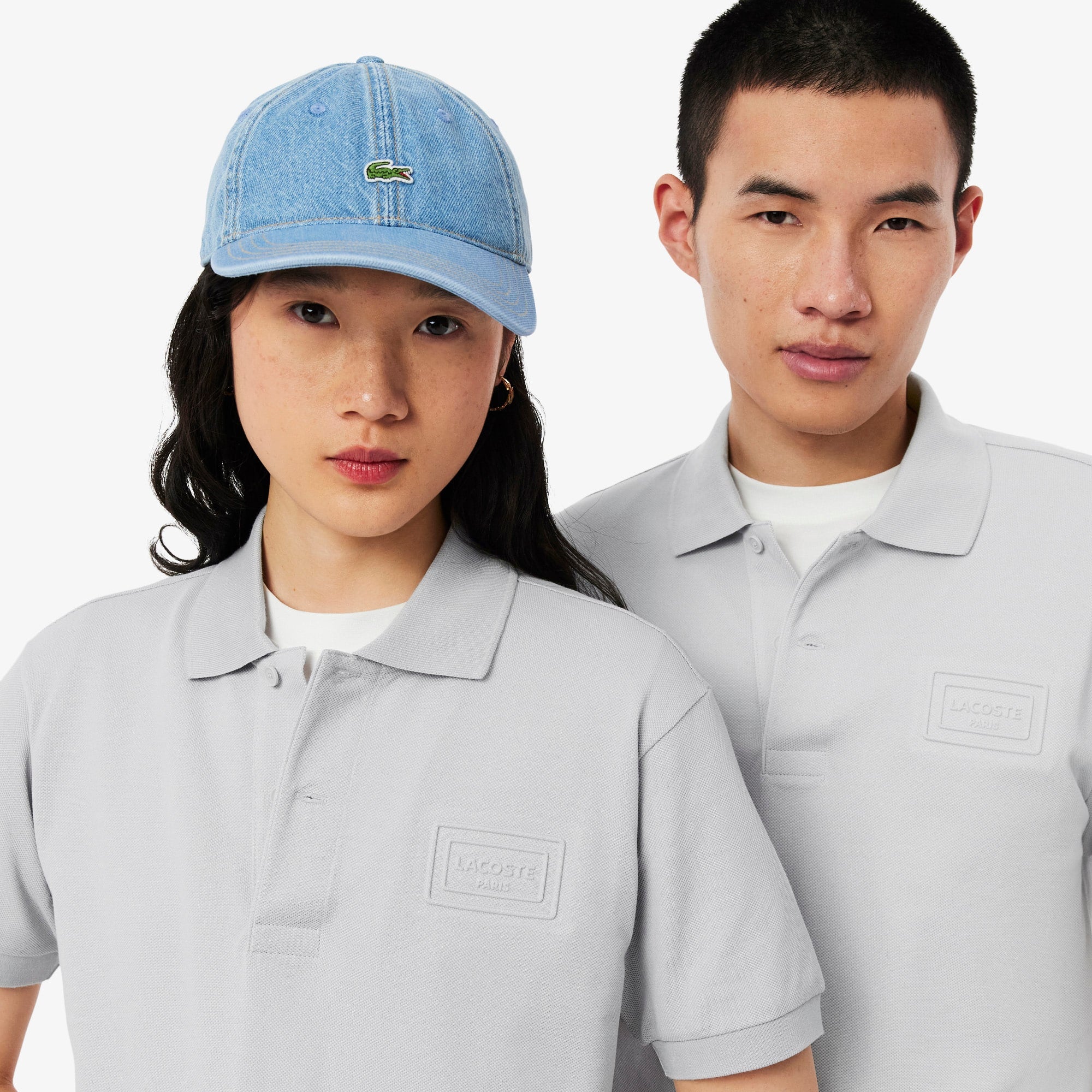 Classic Fit Embossed Branding Polo - Light Grey