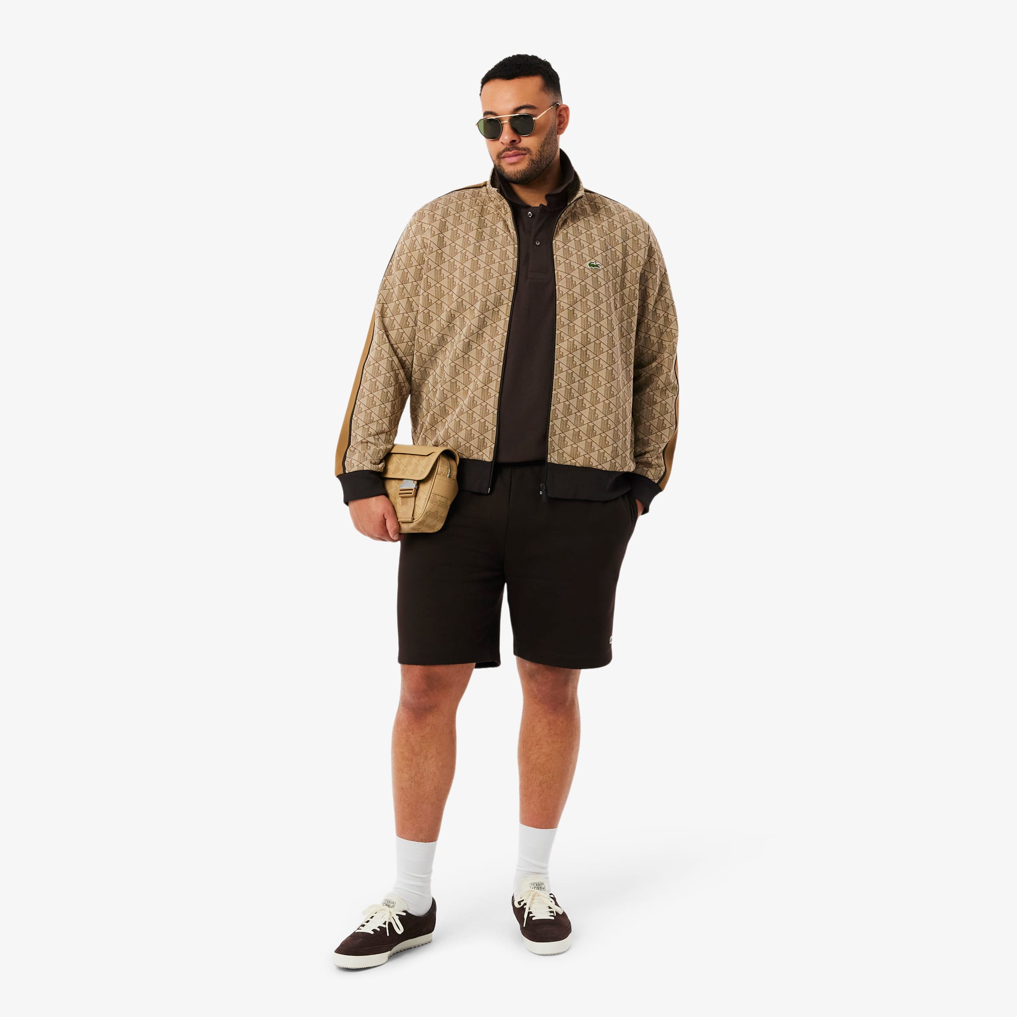 Men's Classic Fit Long Sleeve Polo - Brown