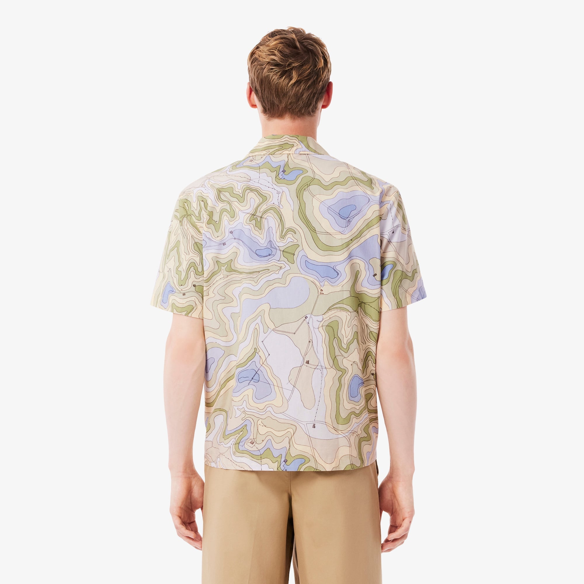 Men's Relaxed Fit Short Sleeve Shirt - Beige / Violet
