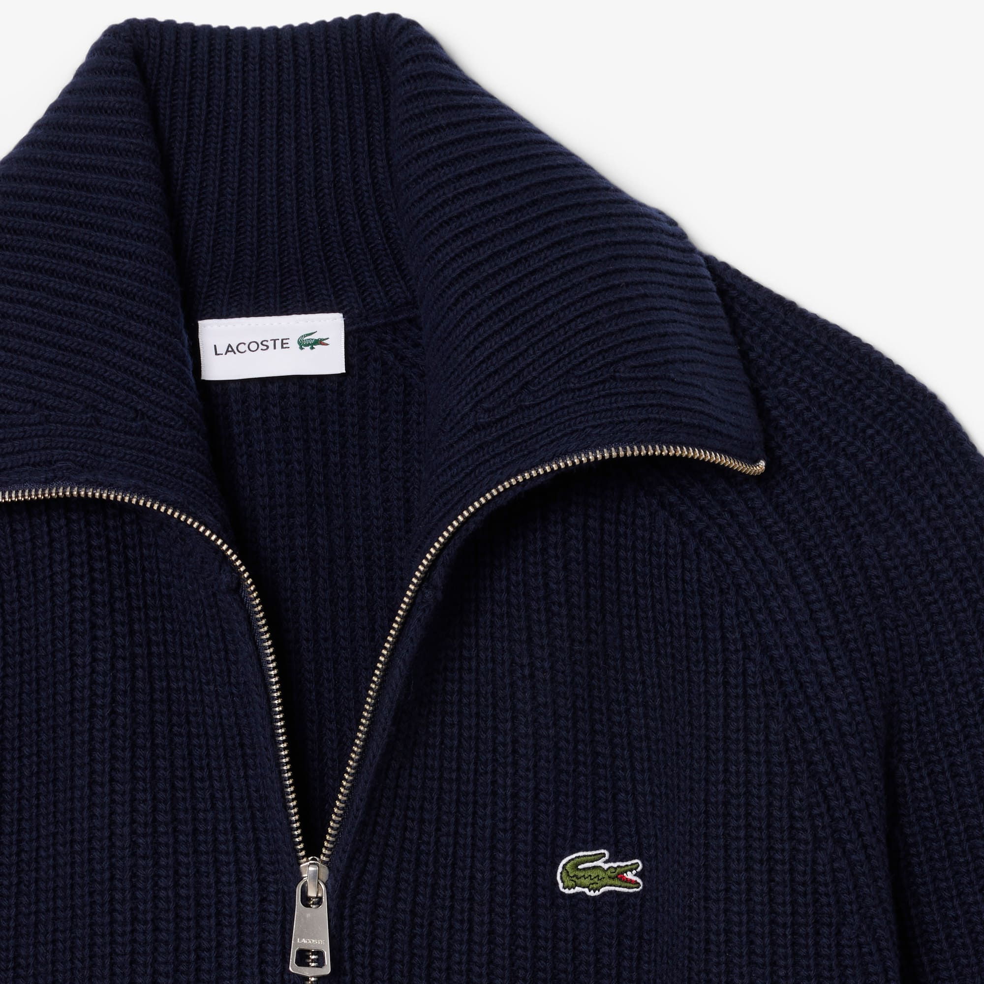 Men's Wool Zip-Up Sweater - Navy Blue