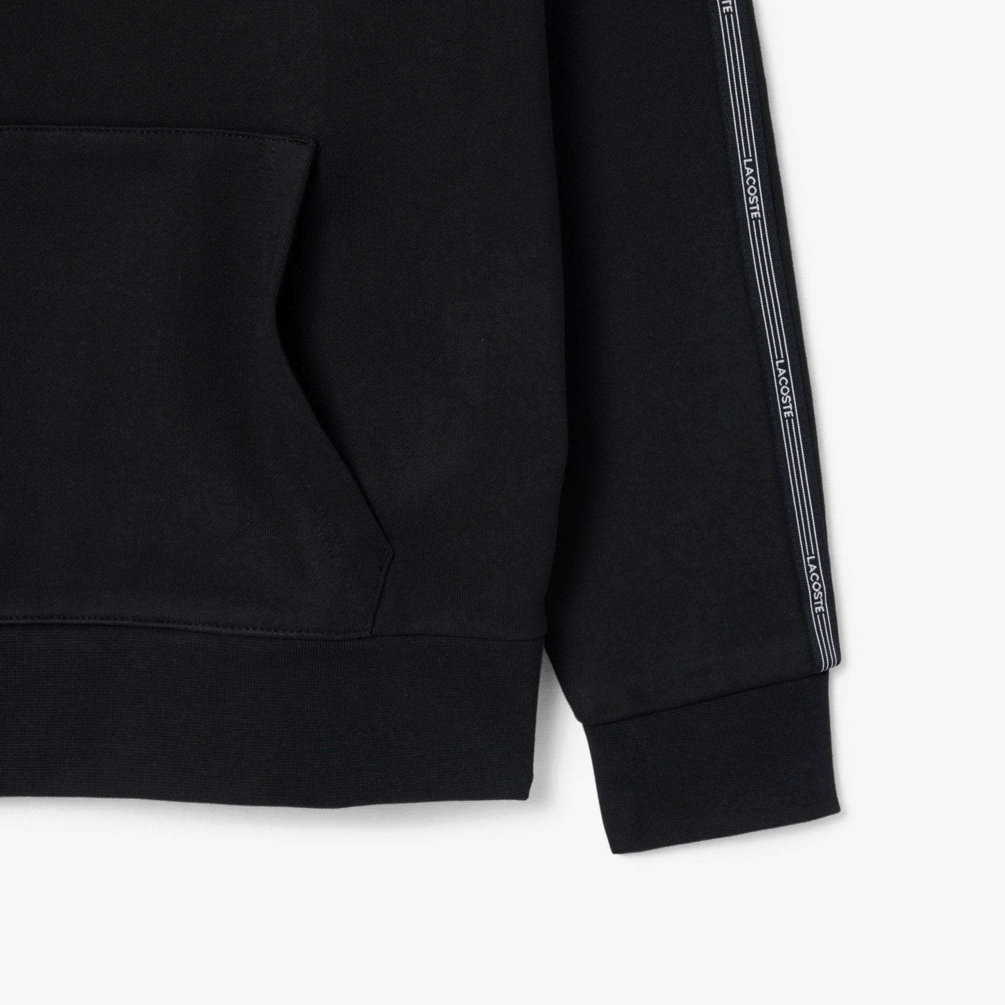 Logo Stripe Zipped Hoodie - Black