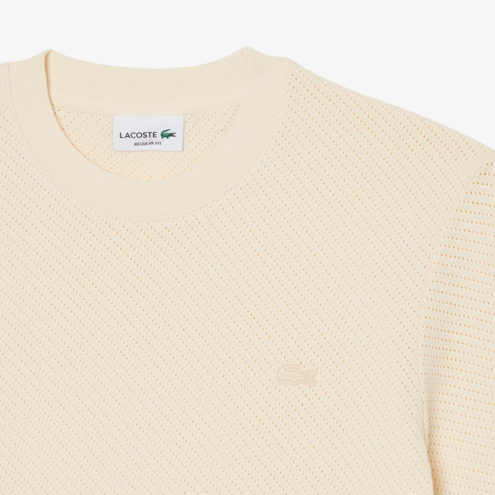 Lacy Cotton T-Shirt - Beige