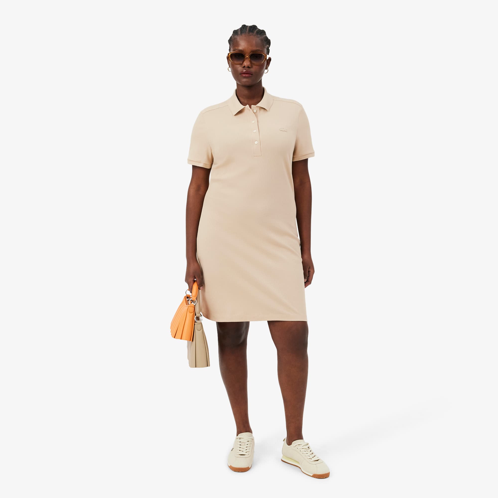 Women's Slim Fit Stretch Mini Piqué Polo Dress - Beige