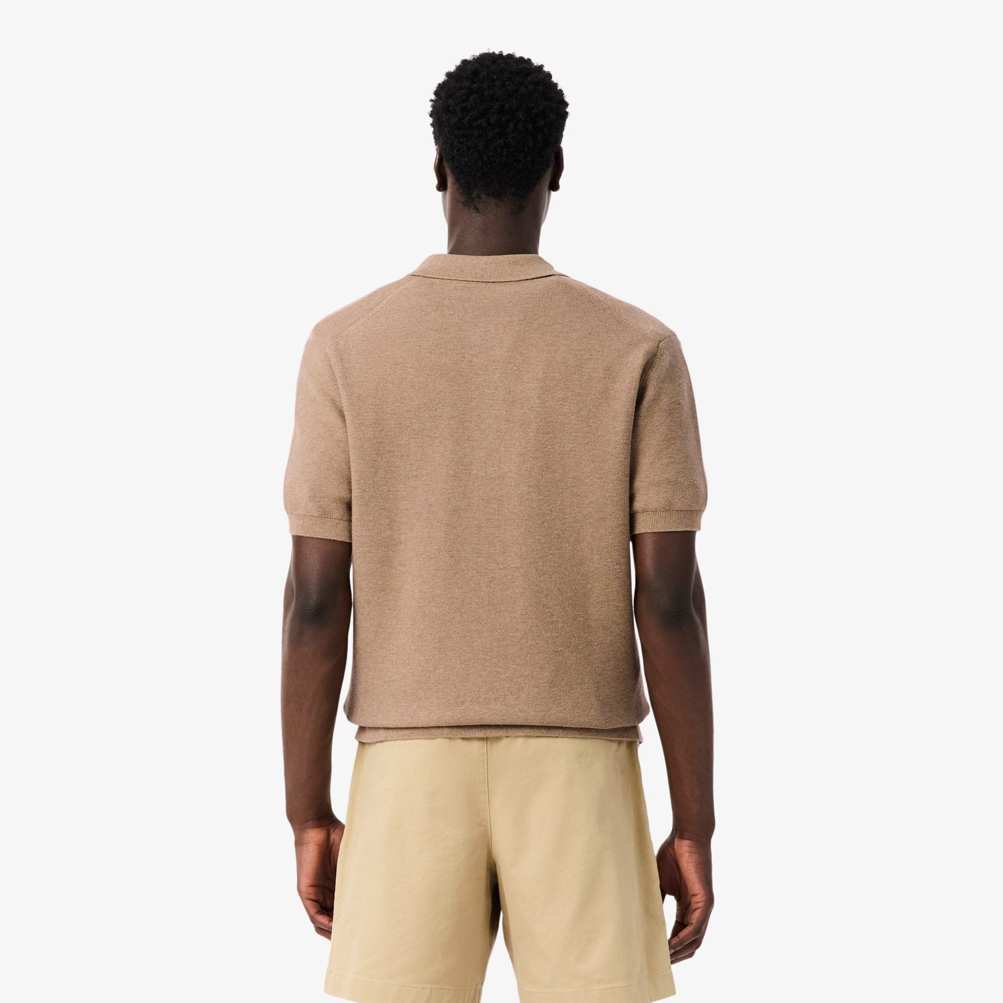 Classic Fit Knitted Polo - Beige