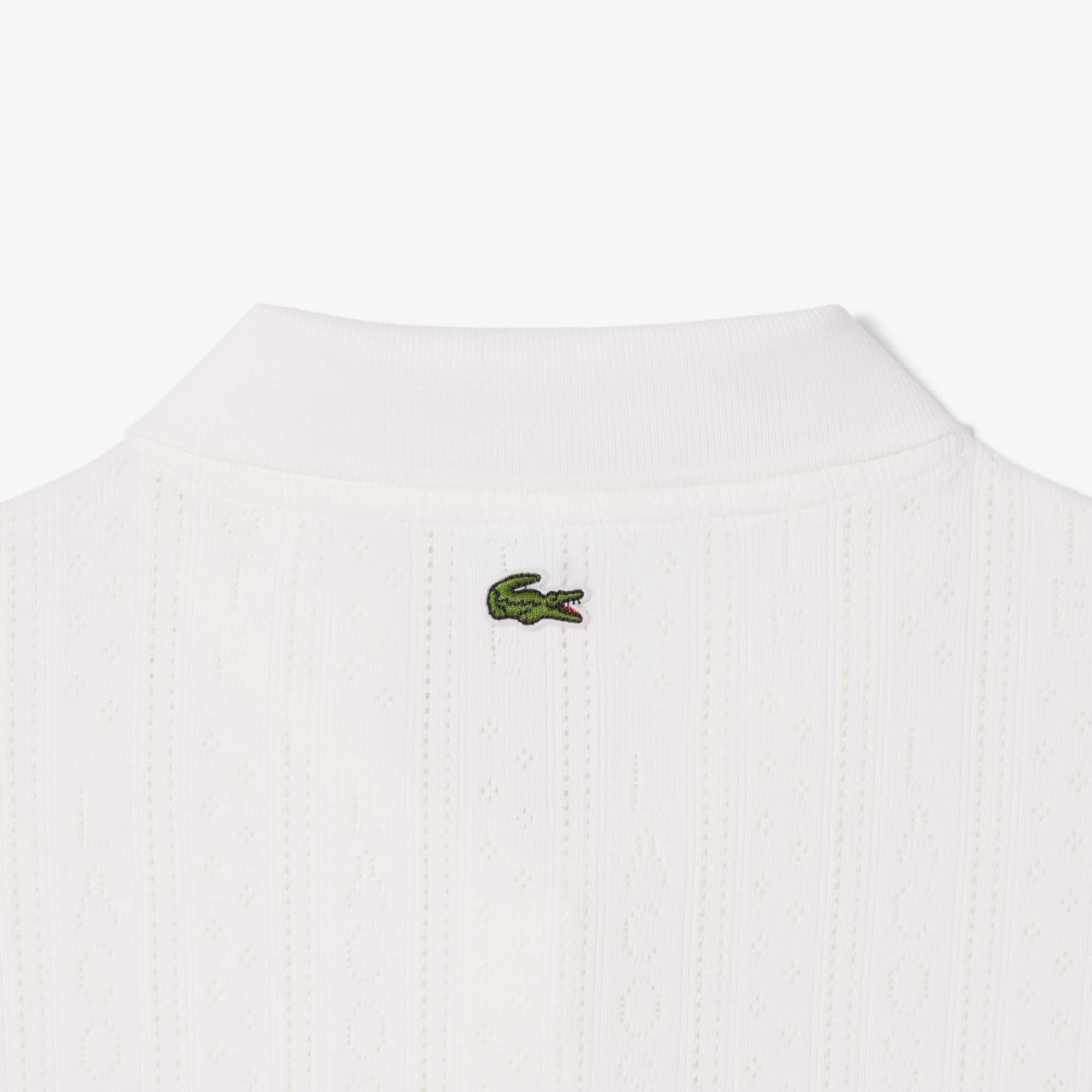Women's Slim Fit Pointelle Branded L.12.D Polo - White