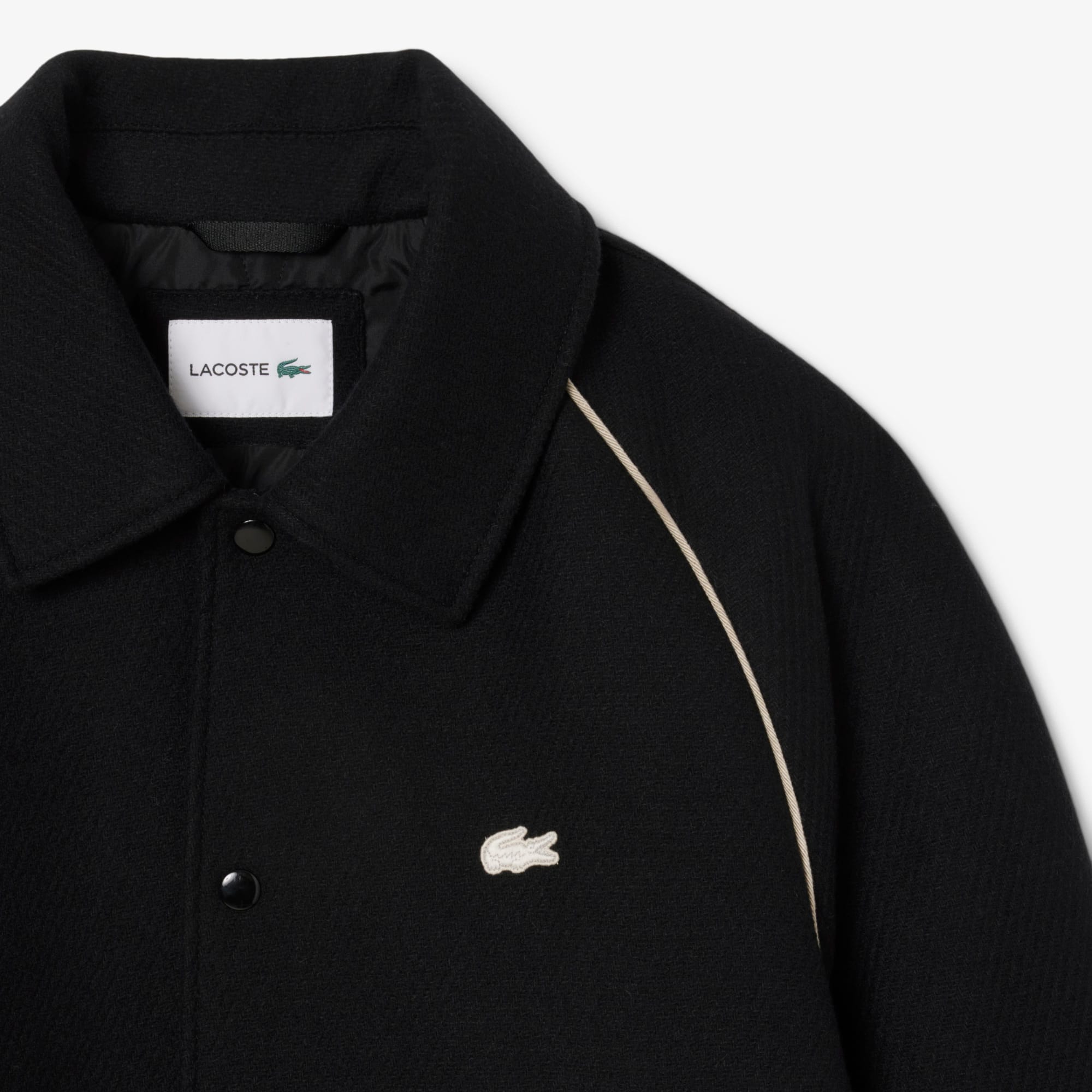 Men's Badge Accent Wool Varsity Jacket - Black