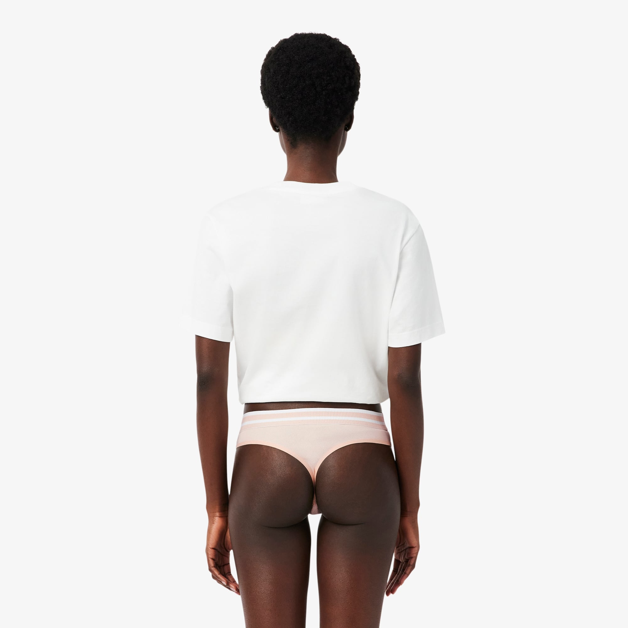 Cotton Stripe Waist String Briefs - Rose