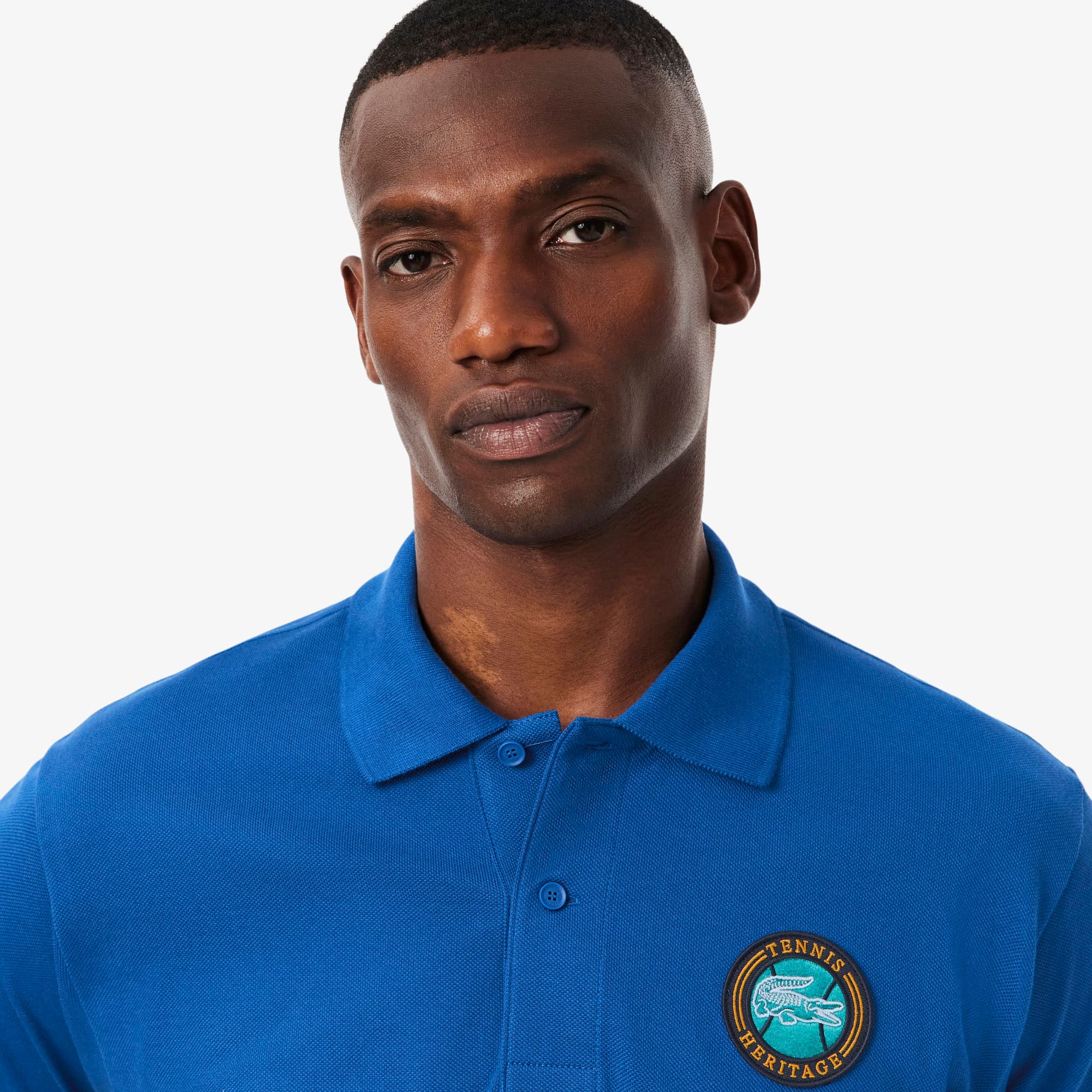 Men's Classic Fit Petit Piqué Badge Polo - Blue