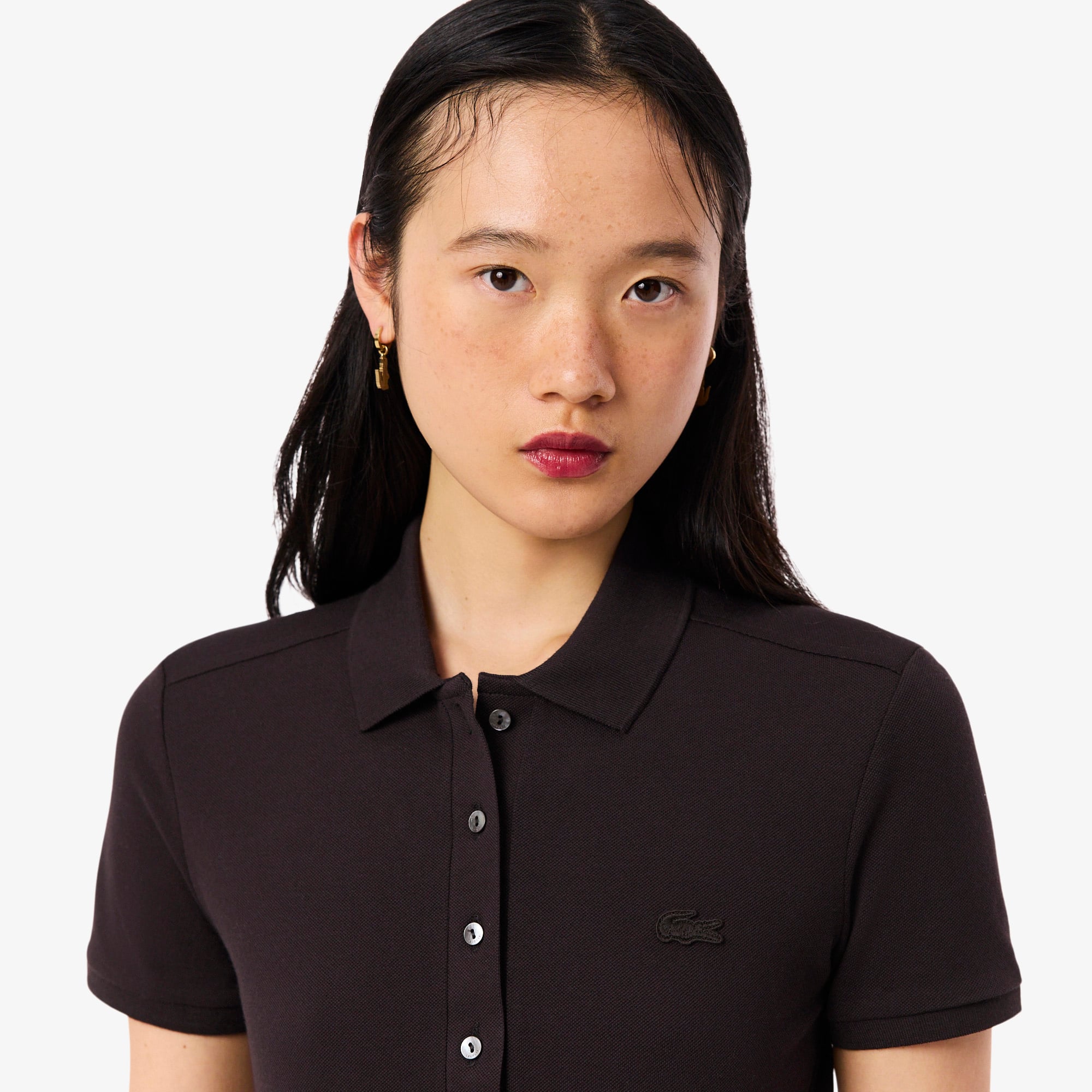 Women's L.12.D Slim Fit Stretch Mini Piqué Polo - Brown