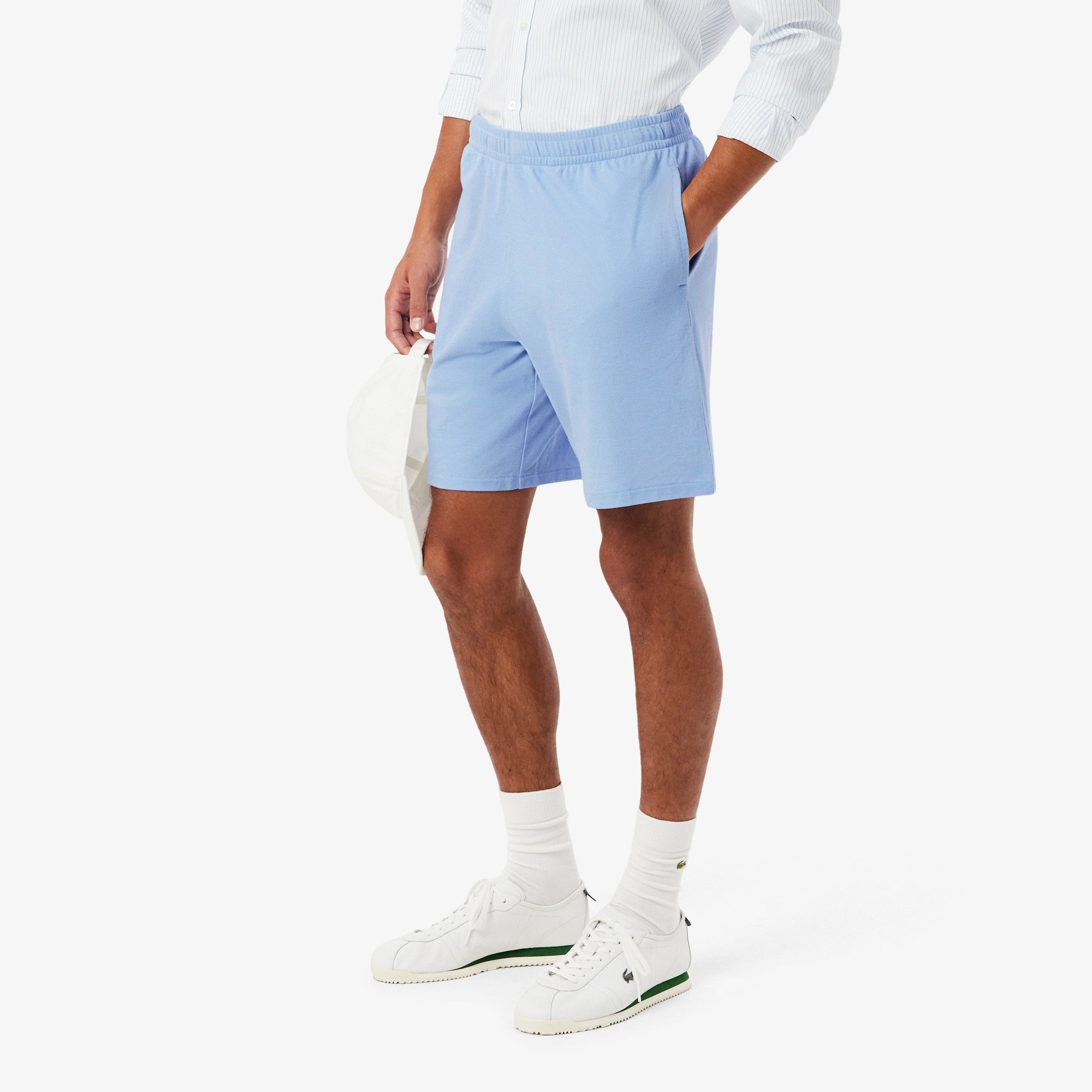 Piqué Relaxed Fit Shorts - Light Blue