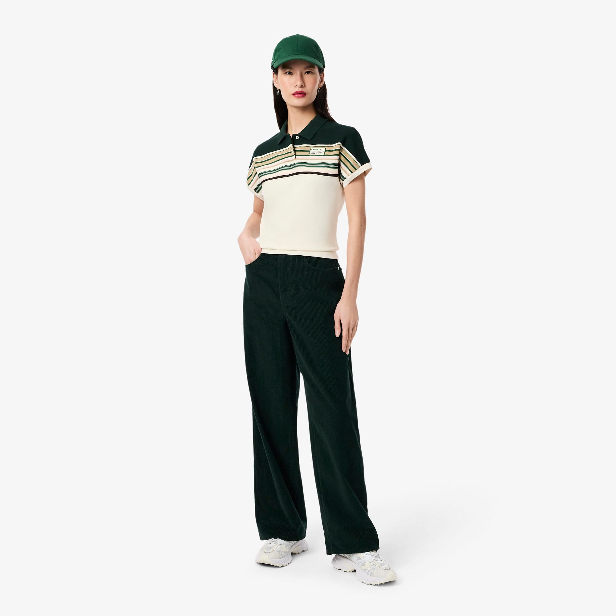 Women's Wide Leg Corduroy Pants - Forest green