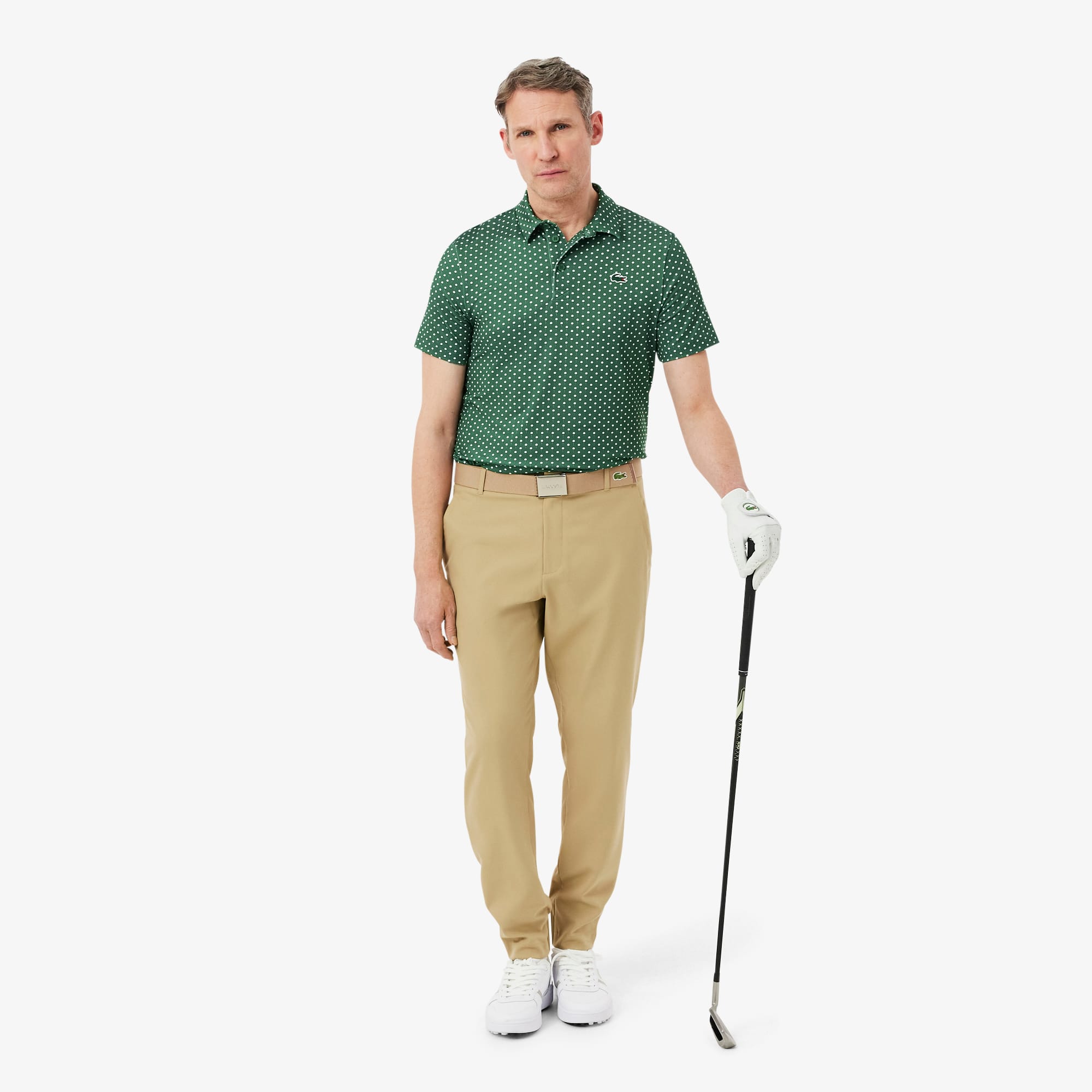 Regular Fit Printed Golf Polo - Green / White