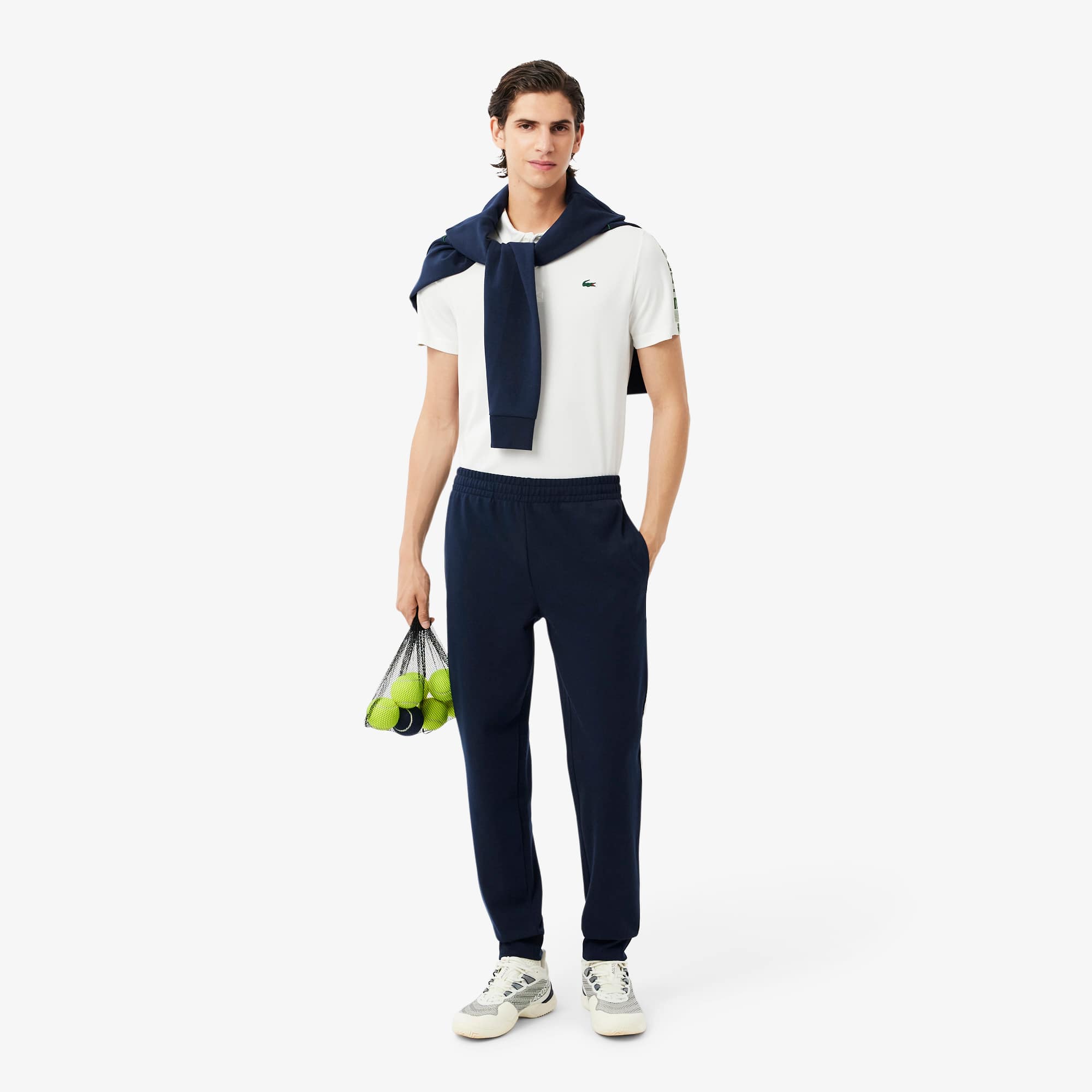 Men's Tennis Logo Stripe Tracksuit Pants - Navy Blue