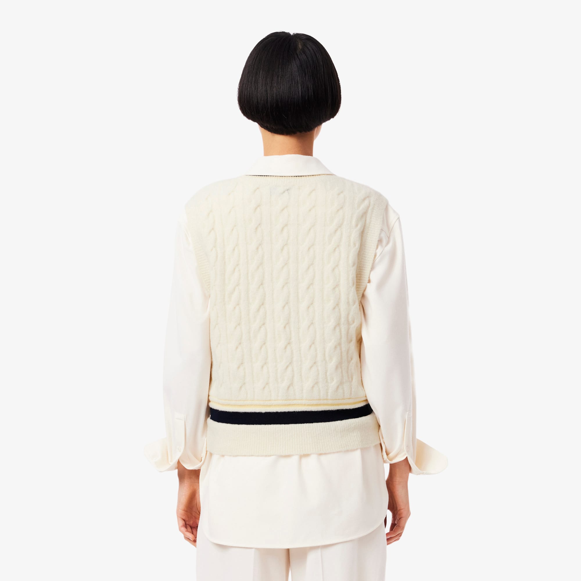 Women's Cable Knit Wool Sweater Vest - Cream
