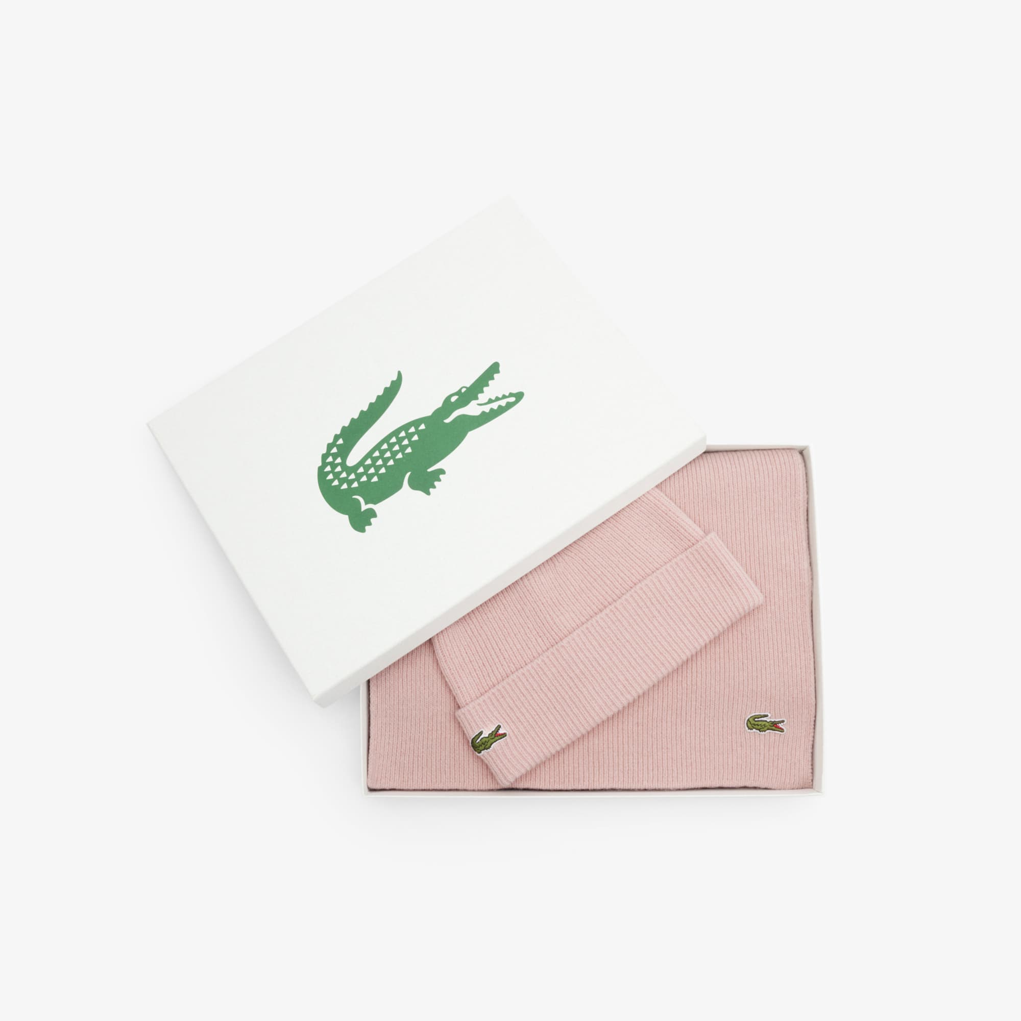 Unisex Wool Scarf & Beanie Gift Set - Light Pink