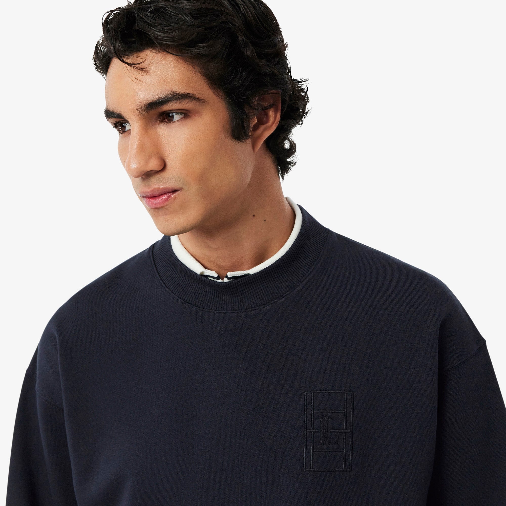 Embroidered Fleece Sweatshirt - Black