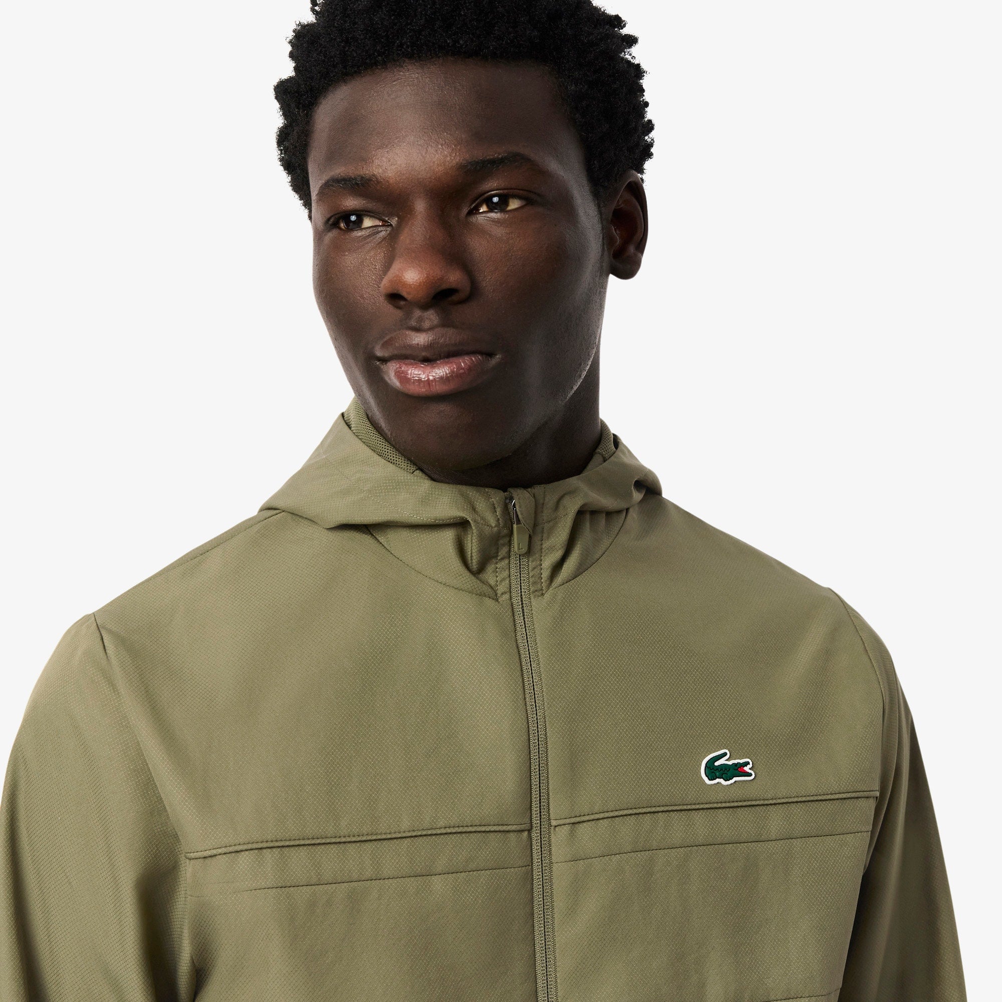 Men's Water-Repellent Sport Track Jacket - Khaki Green
