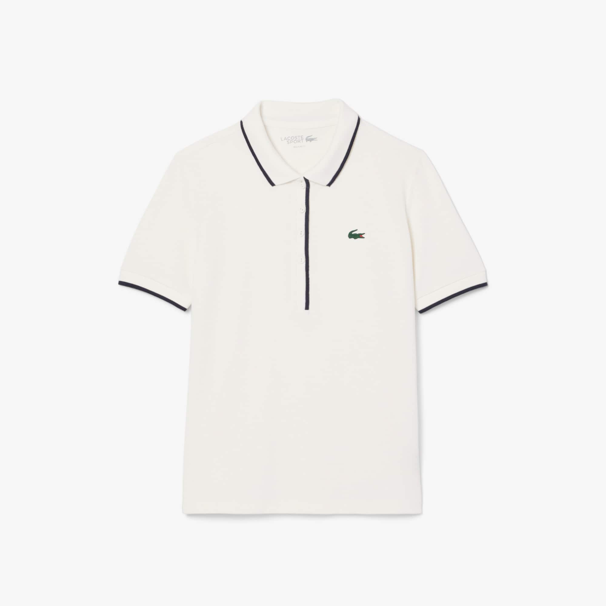 Women's Regular Fit Tennis Thermo-Regulating Polo - White / Navy Blue