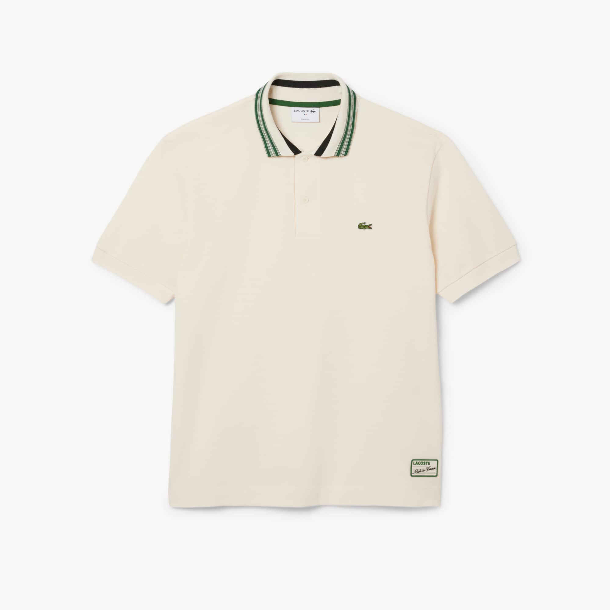 Men's Made In France Classic Fit Stripe Collar Polo - Cream