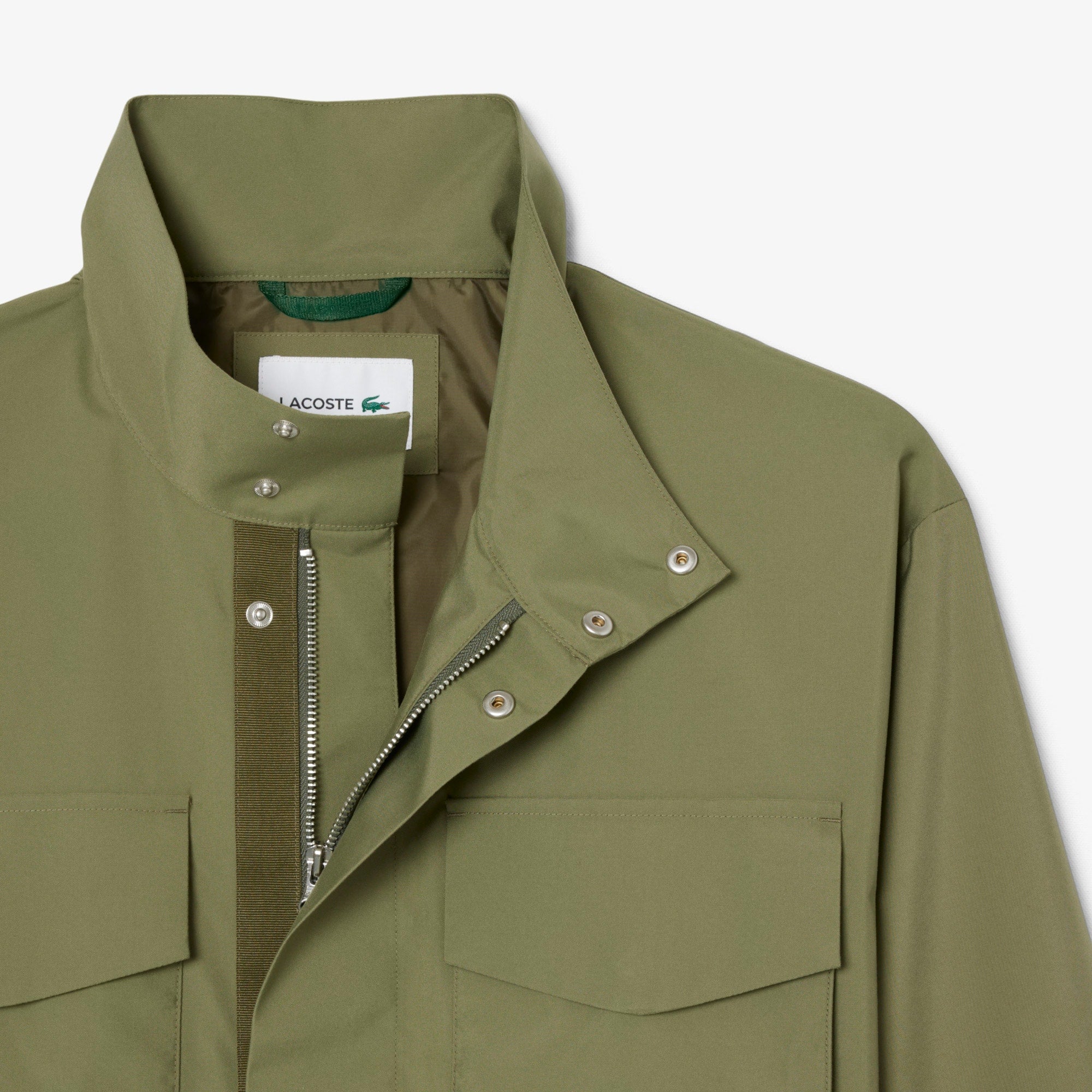Mid-Length Water-Repellent Windbreaker Jacket - Khaki Green