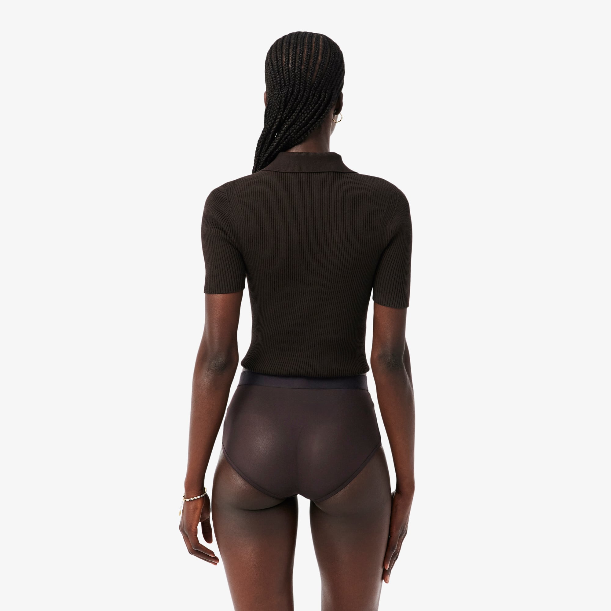 High Waist Mesh Briefs - Brown