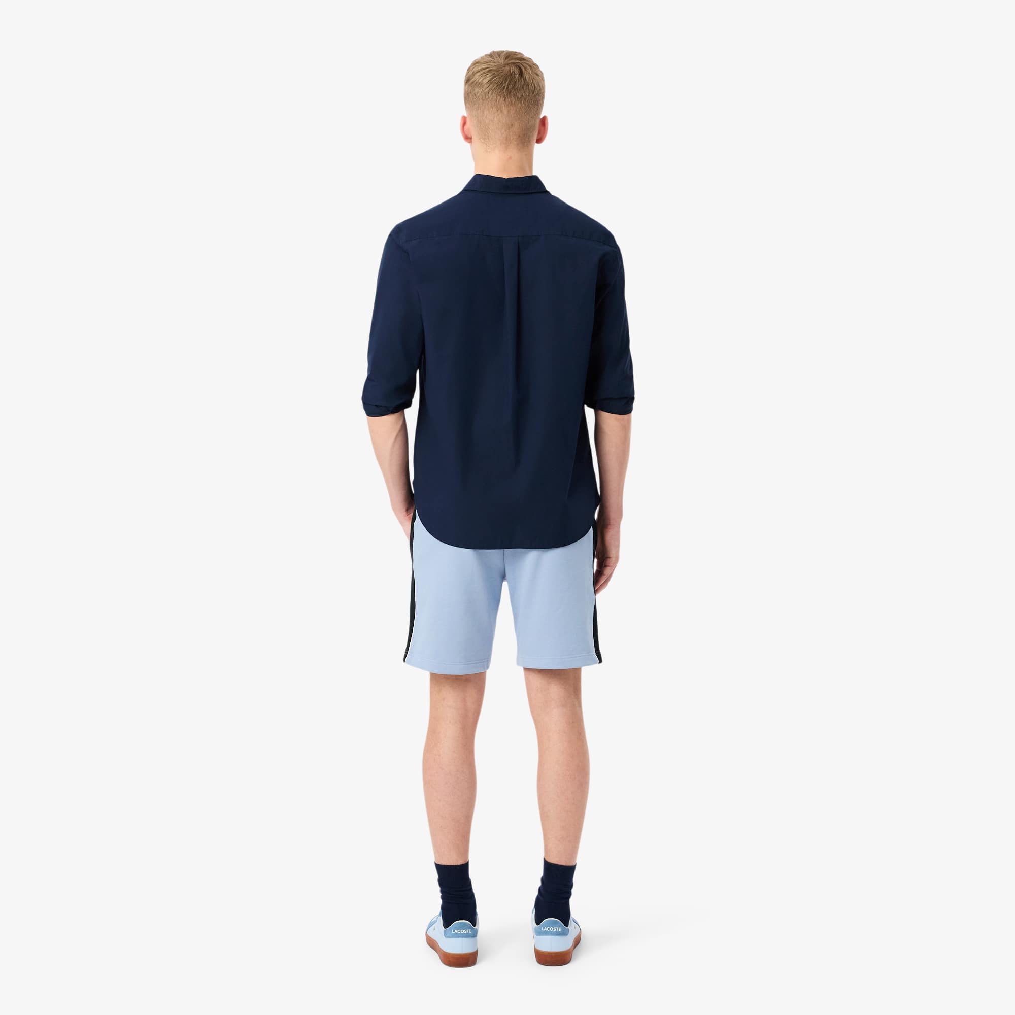 Regular Fit Colorblock Fleece Shorts - Bleu Clair / Noir