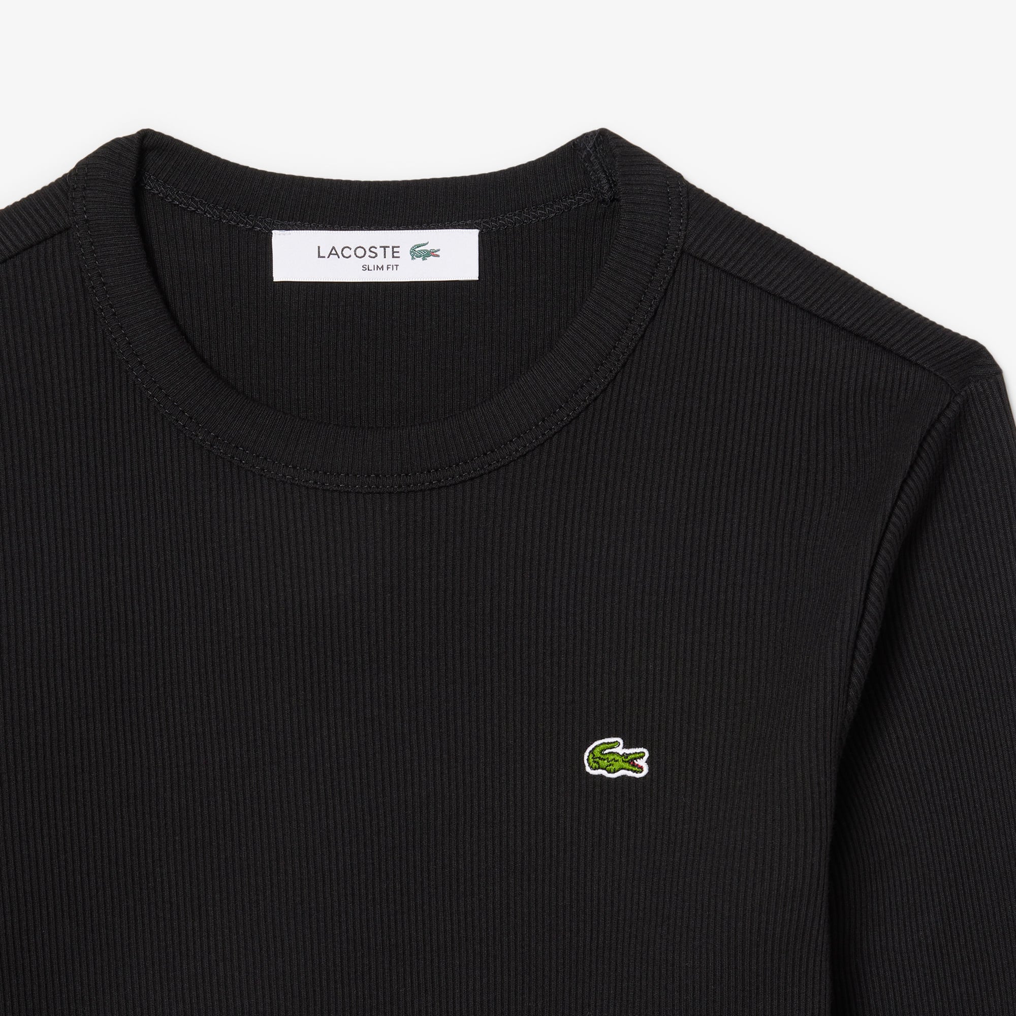 Women's Slim Fit Ribbed Cotton T-Shirt - Black